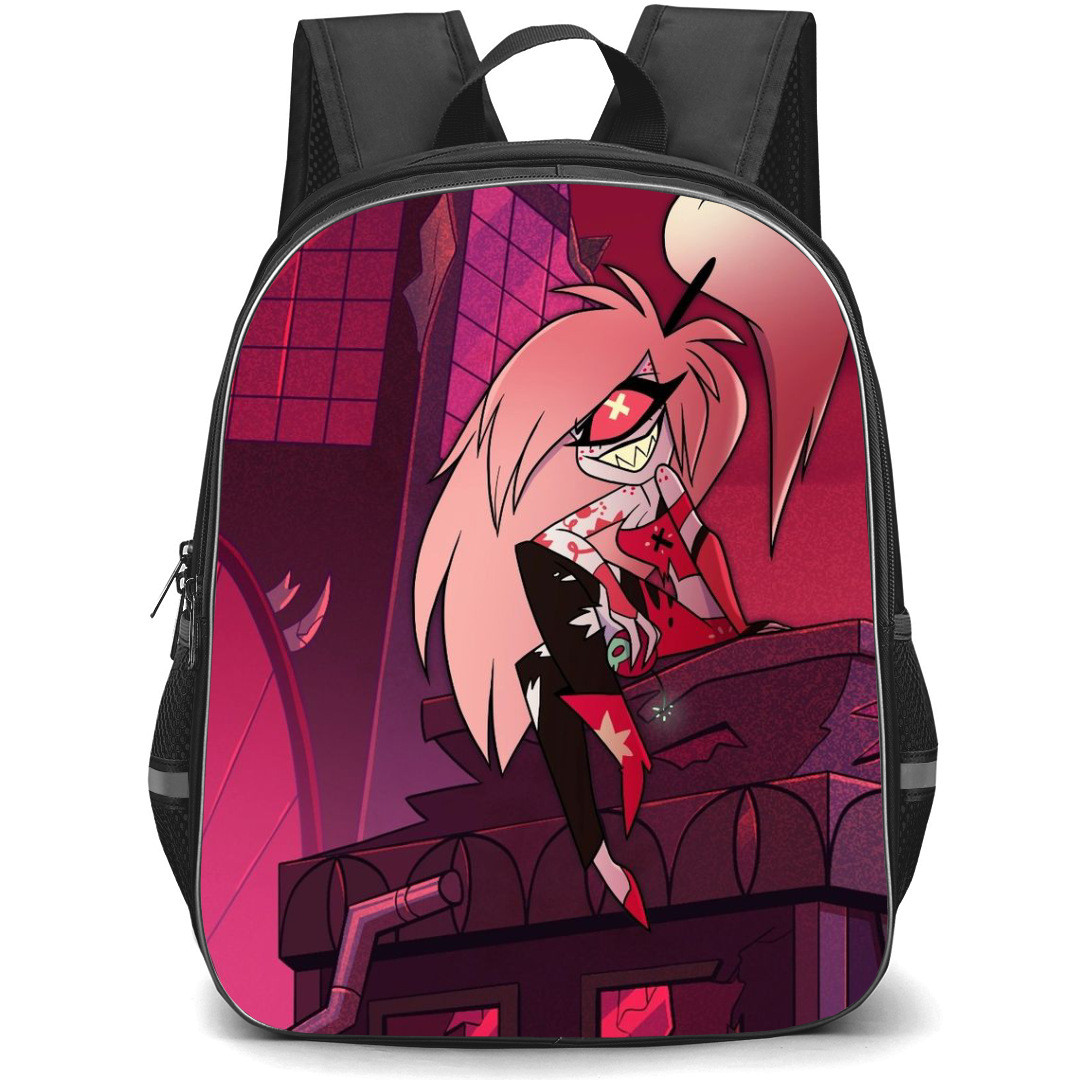 Hazbin Hotel Cherri Bomb Backpack StudentPack - Cherri Bomb Sitting On The Roof Top Illustration Art