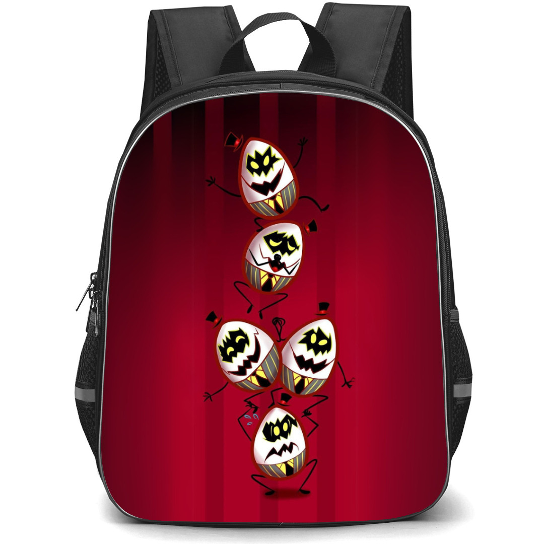Hazbin Hotel Egg Bois Backpack StudentPack - Egg Bois Illustration Art Red Black Background