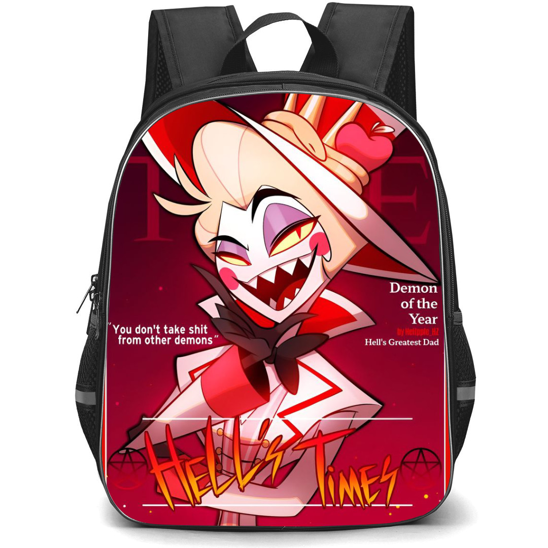 Hazbin Hotel Lucifer Morningstar Backpack StudentPack - Lucifer Morningstar Hells Time Magazine Cover Poster