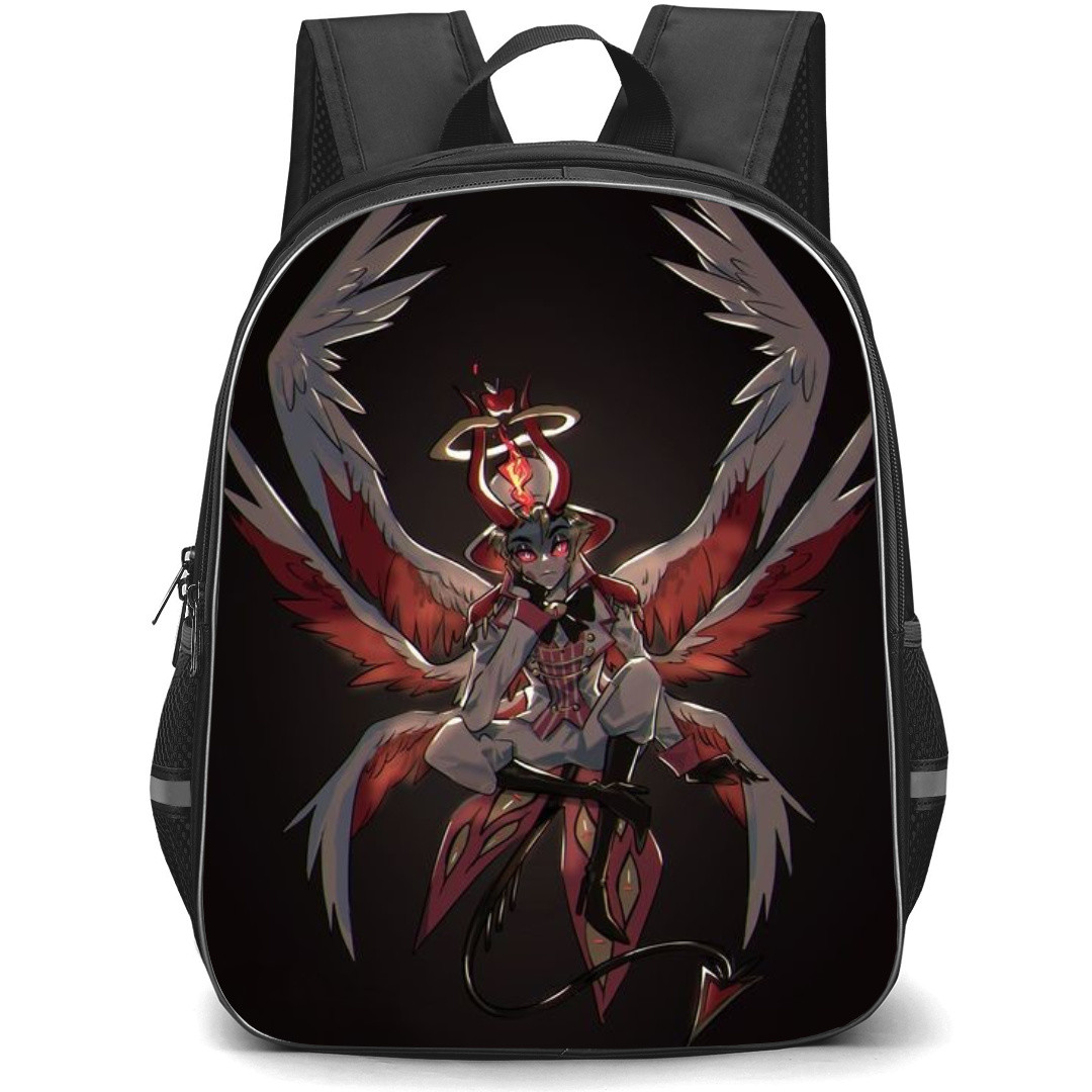 Hazbin Hotel Lucifer Morningstar Backpack StudentPack - Lucifer Morningstar With Wings On Black Background