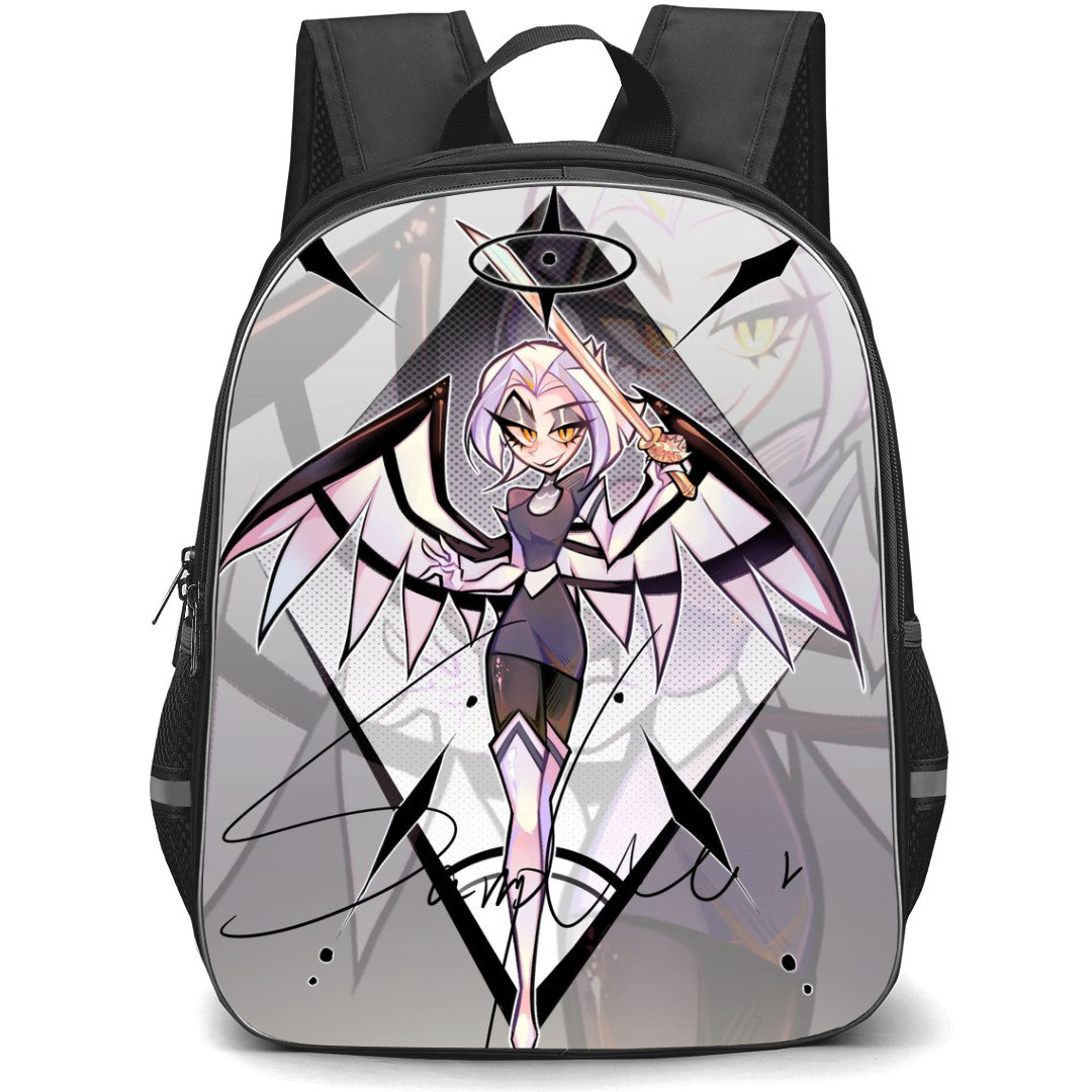 Hazbin Hotel Lute Backpack StudentPack - Lute With Wings and Holding Sword Anime Art Poster