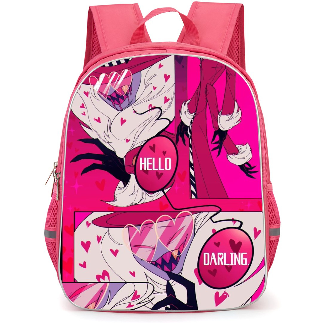 Hazbin Hotel Valentino Backpack StudentPack - Valentino Russian Comic Art On Pink Background