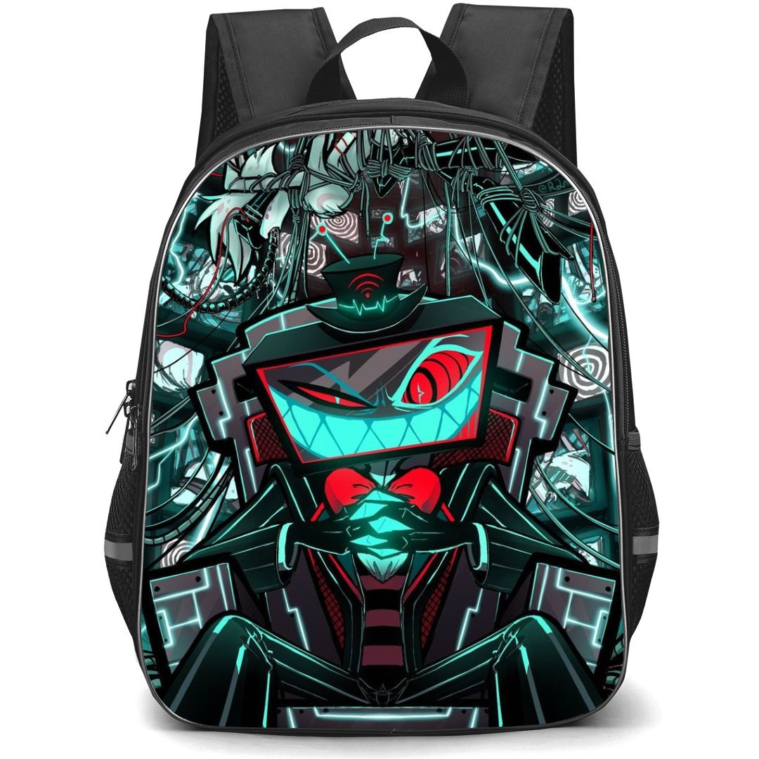 Hazbin Hotel Vox Backpack StudentPack - Vox Sitting On Throne Illustration Art Poster