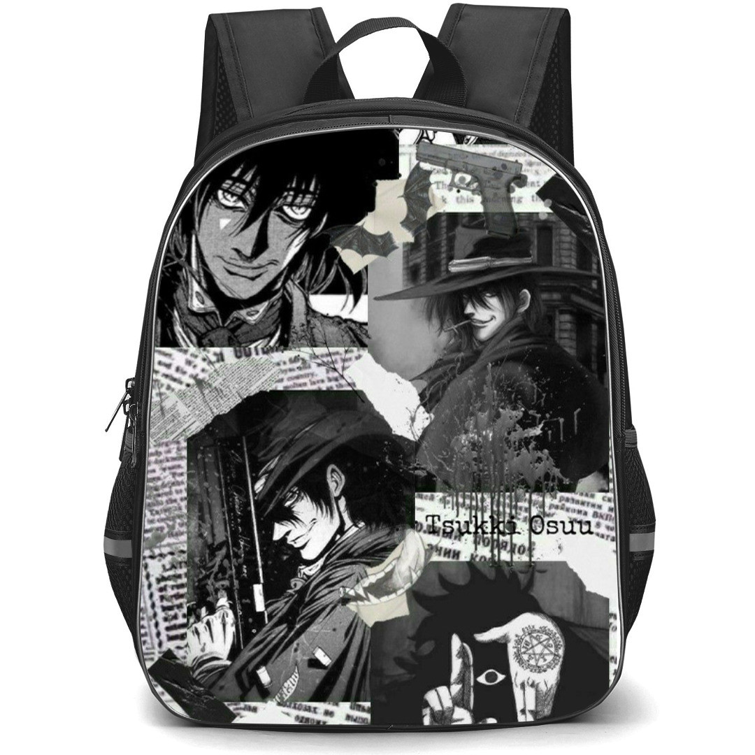 Hellsing Alucard Backpack StudentPack - Alucard Fanart Painting On Black Background