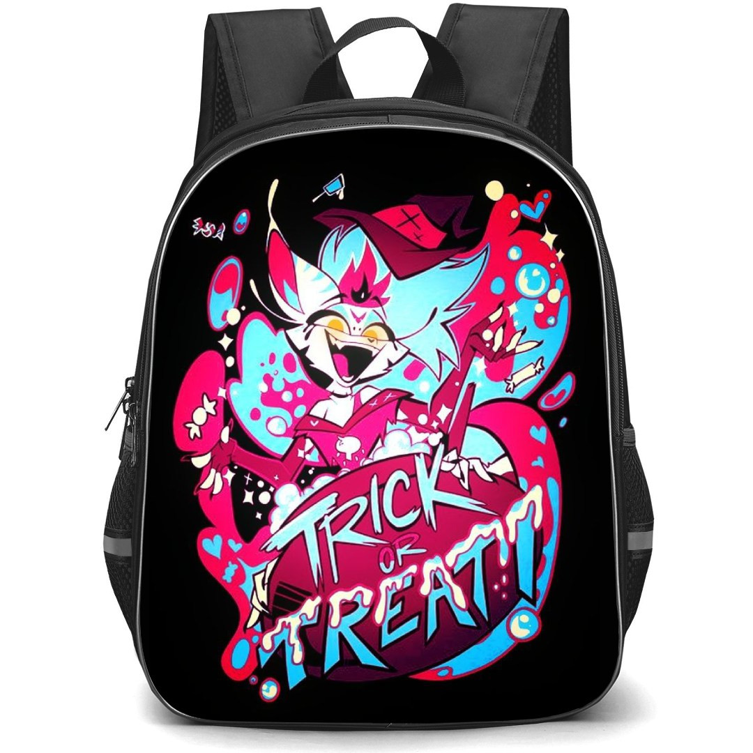 Helluva Boss Beelzebub Backpack StudentPack - Beelzebub Trick Or Treat Illustration Art On Black Background