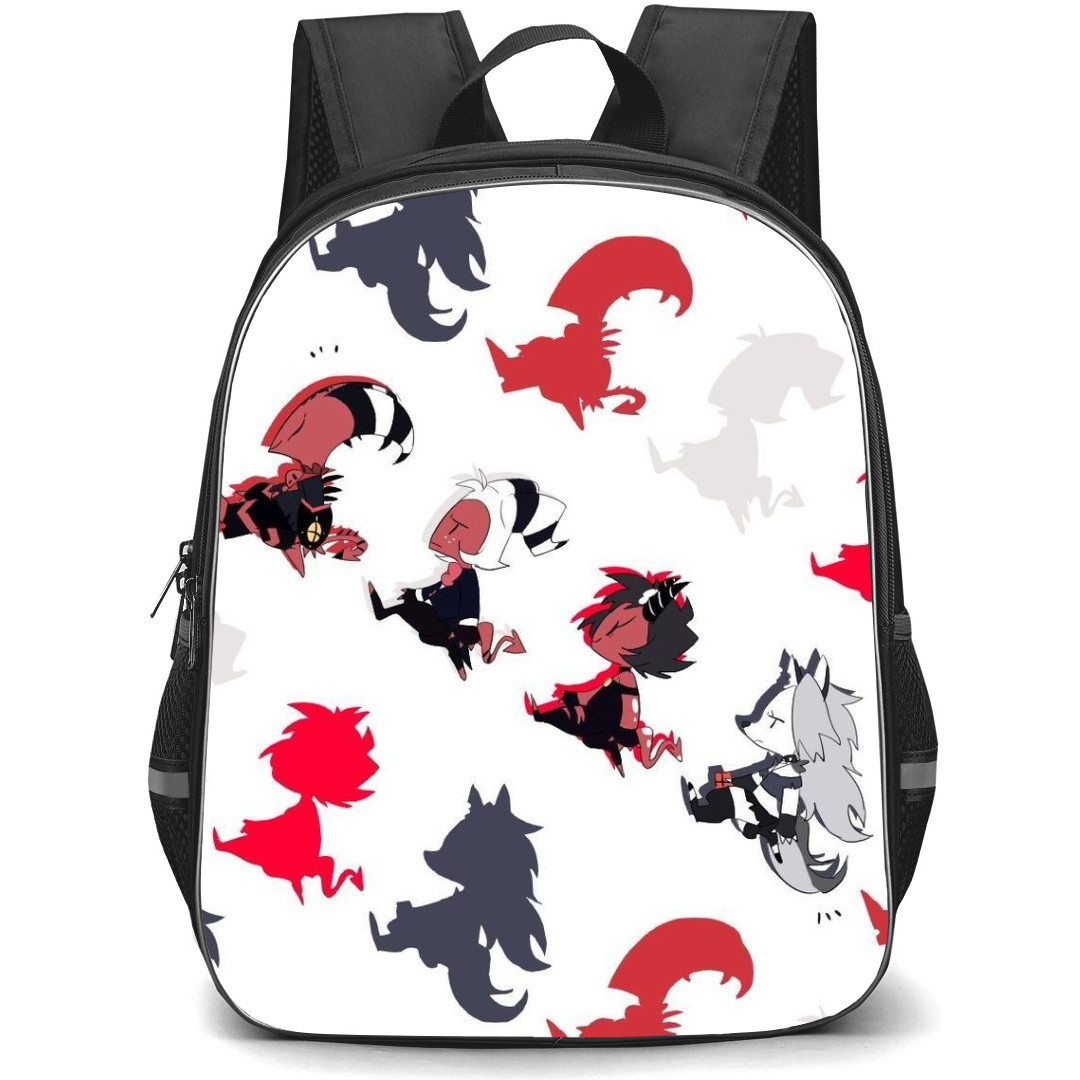 Helluva Boss Backpack StudentPack - Helluva Boss Character Pattern Art On White Background