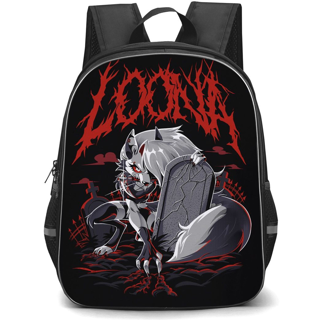 Helluva Boss Loona Backpack StudentPack - Loona Halloween Illustration Art On Dark Background