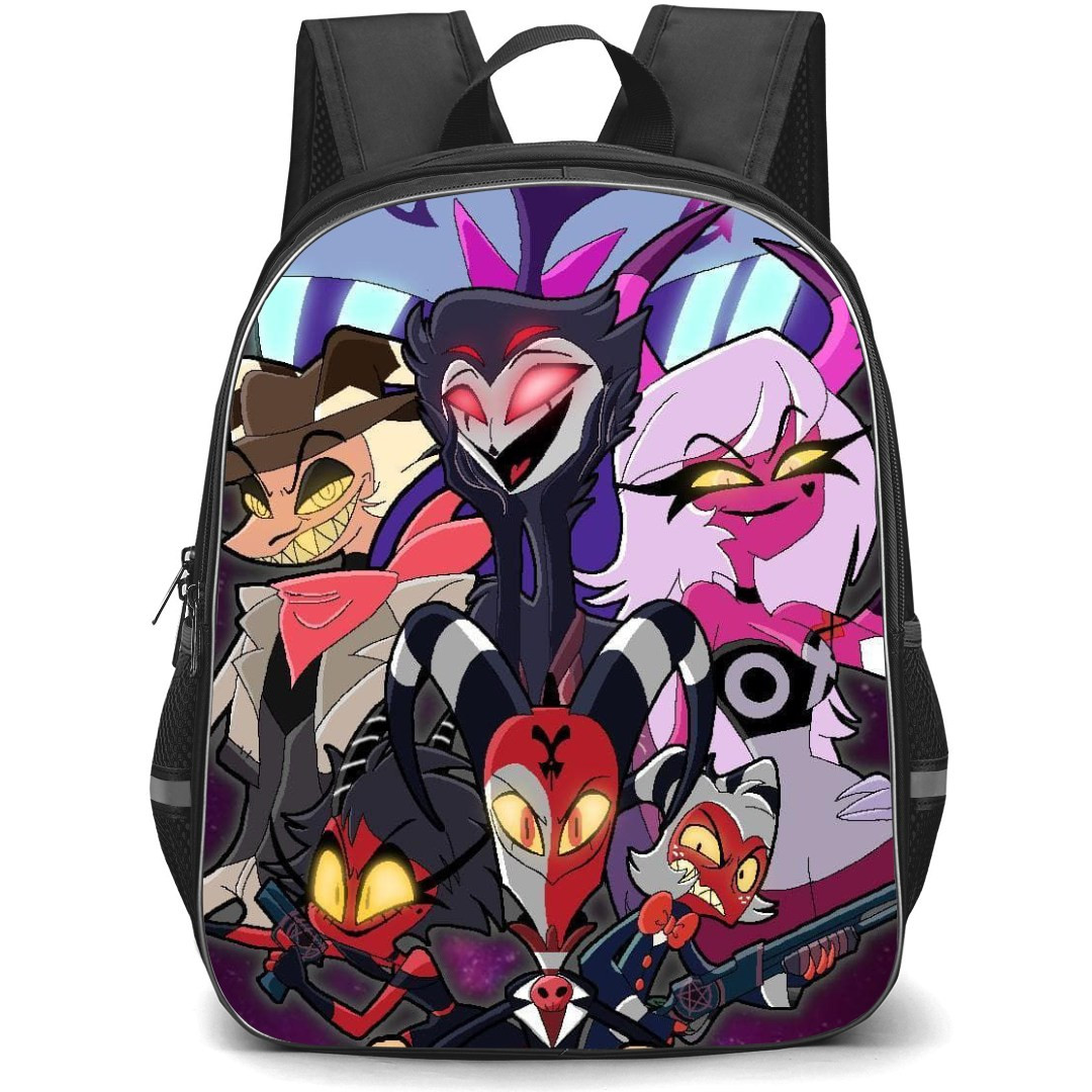Helluva Boss Backpack StudentPack - Helluva Boss Royal Family Guard Dog Illustration Art On Purple Background