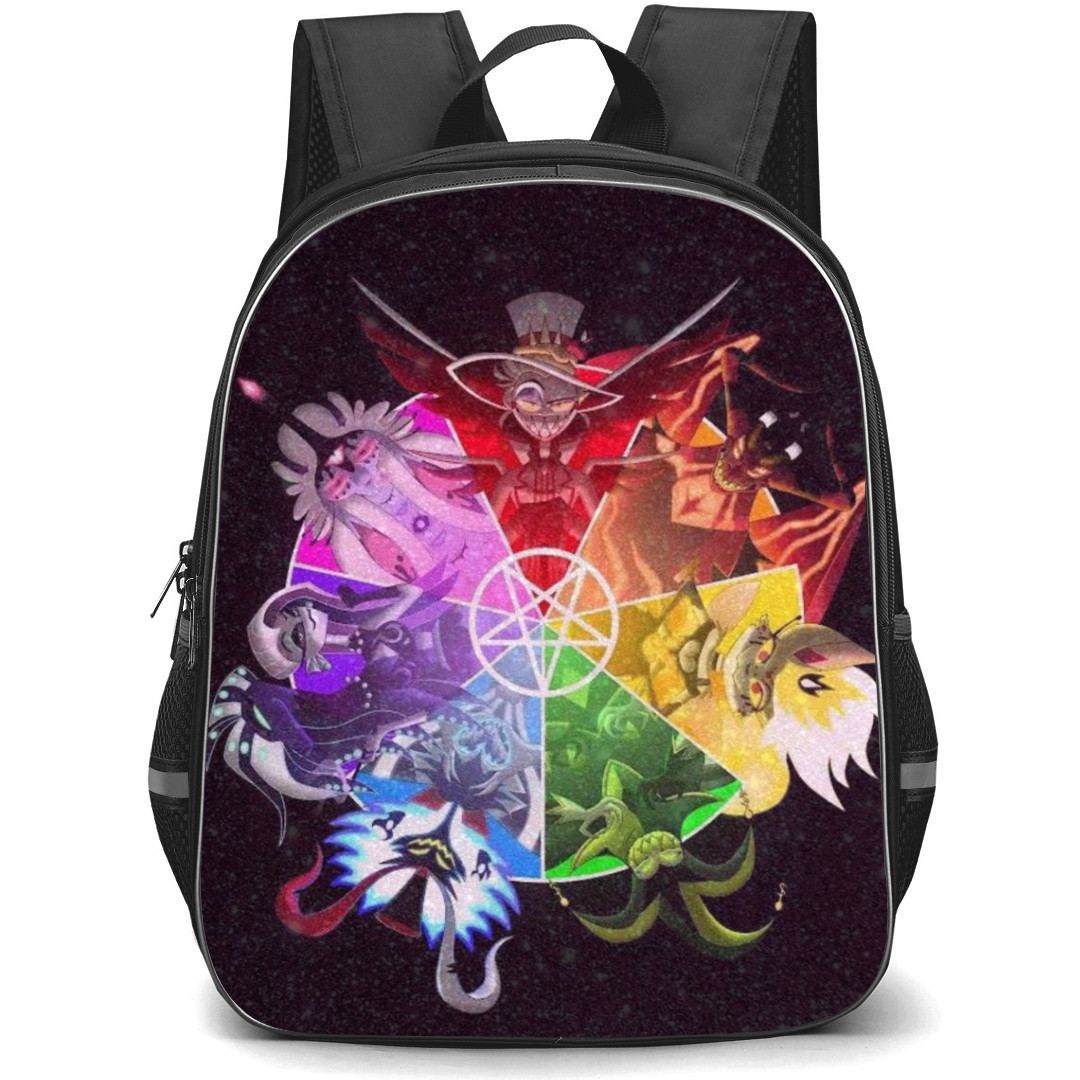 Helluva Boss Backpack StudentPack - Helluva Boss The Seven Deadly Sines On Dark Background