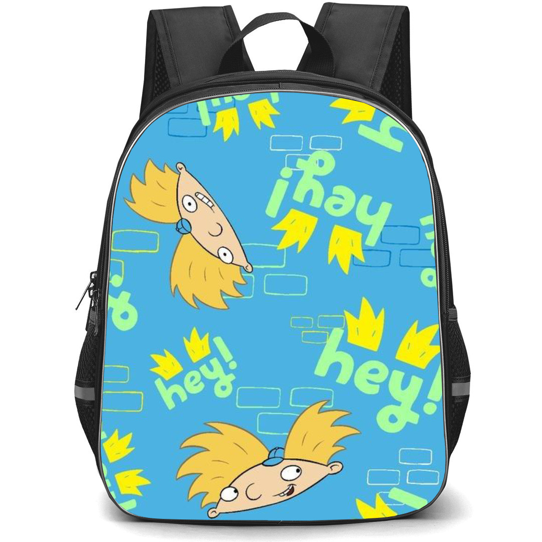 Hey Arnold Backpack StudentPack - Hey Arnold Cartoon Avatar Pattern Art On Sky Blue Background
