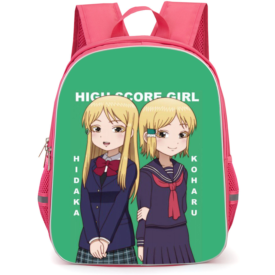 High Score Girl Backpack School Bag StudentPack - Hidaka And Koharu Uniform Portrait In Green Background