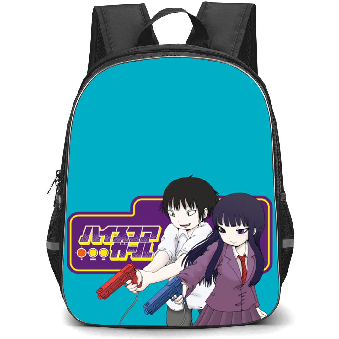 High Score Girl Backpack School Bag StudentPack - Haruo And Akira Holding Gun Shooting Game