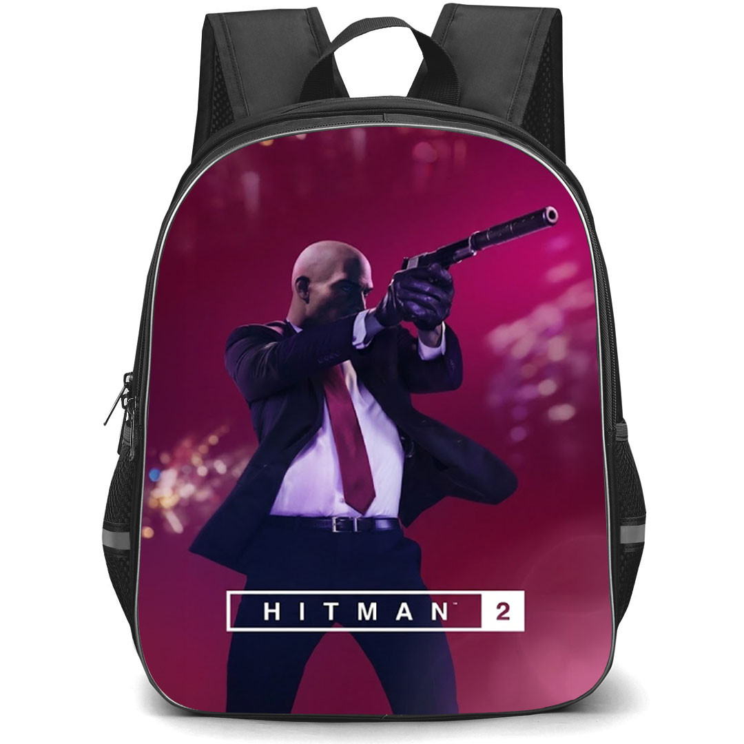 Hitman Backpack School Bag StudentPack - Hitman 2 Aim Pistol Game Cover Art