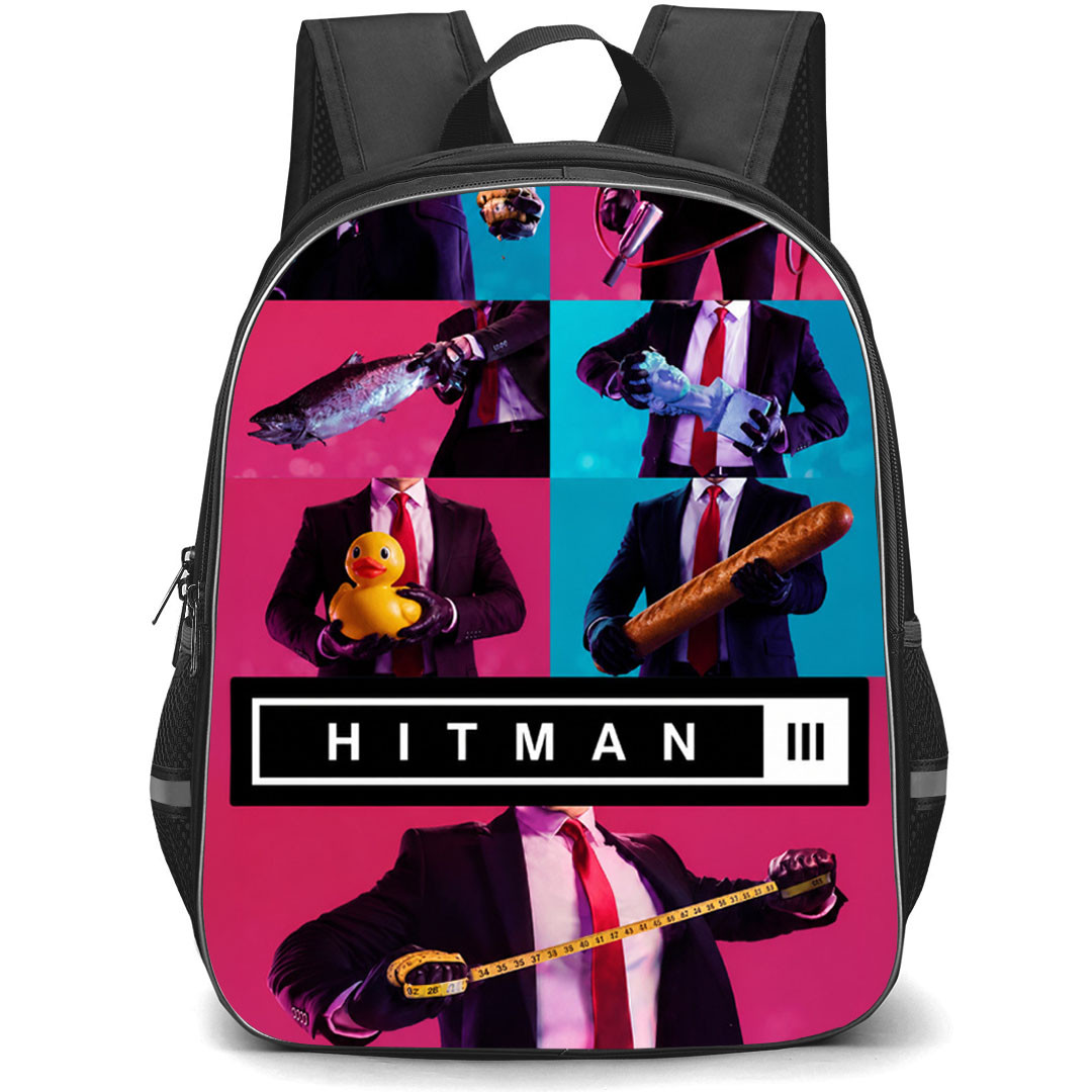 Hitman Backpack School Bag StudentPack - Hitman 3 Different Weapons Collage Poster