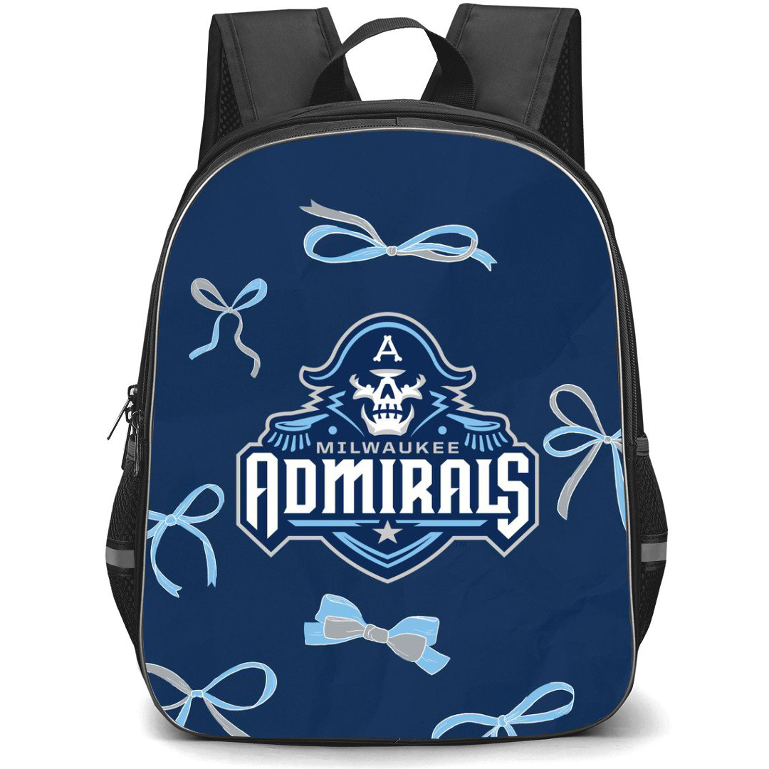 Milwaukee Admirals Backpack School Bag StudentPack - Logo Ribbon In Blue Background