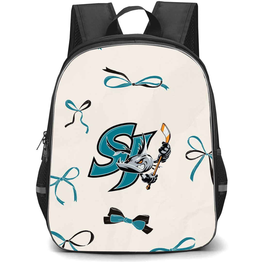 San Jose Barracuda Backpack School Bag StudentPack - Logo Ribbon In Beige Background