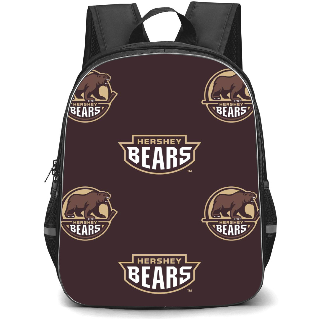 Hershey Bears Backpack School Bag StudentPack - Logo Pattern In Brown Background