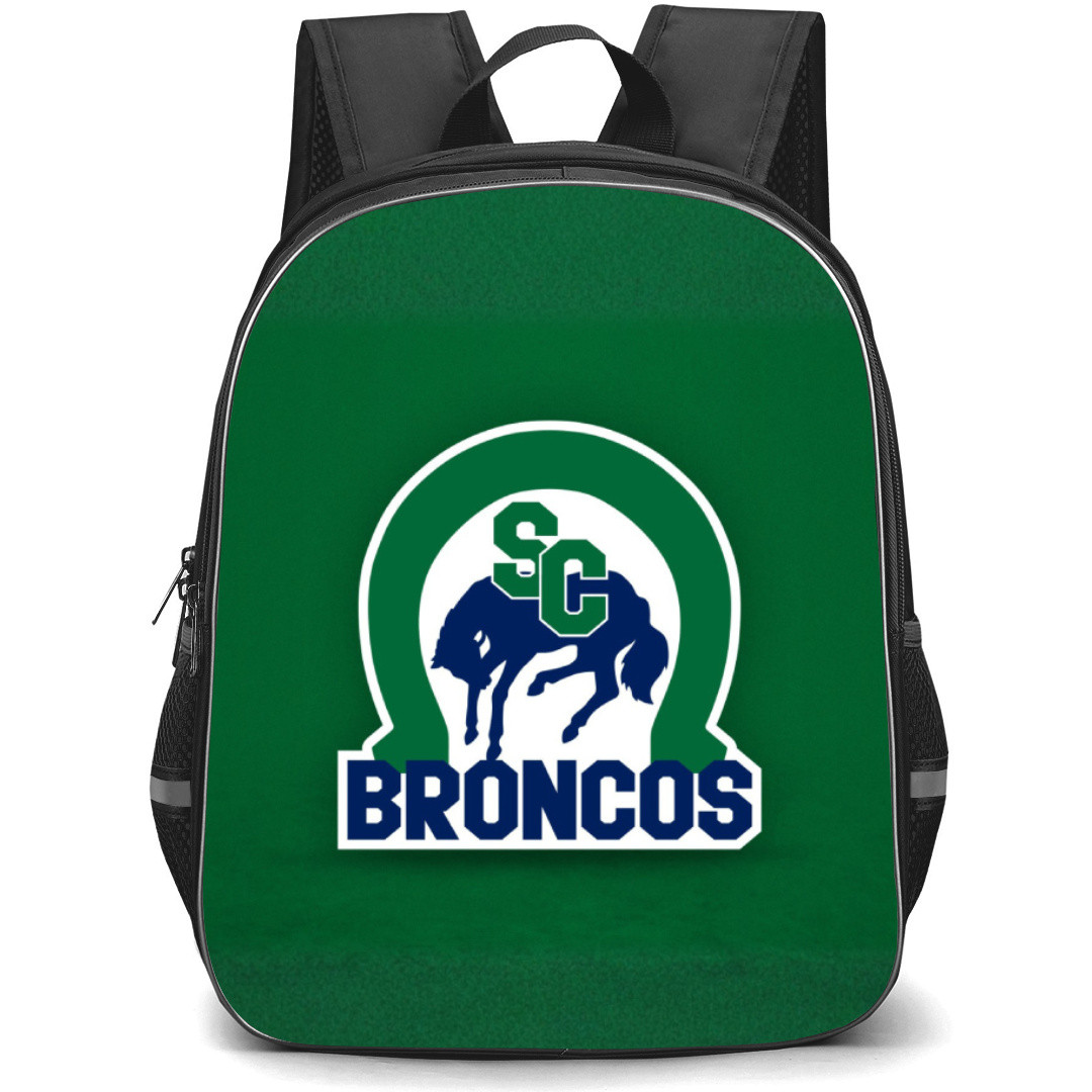 Swift Current Broncos Backpack School Bag StudentPack - Logo In Green Grunge Background