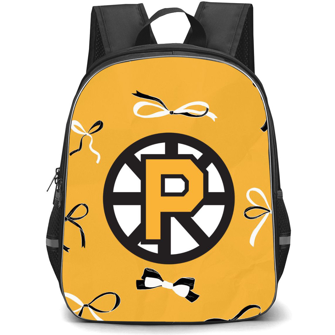 Providence Bruins Backpack School Bag StudentPack - Logo Ribbon In Yellow Background