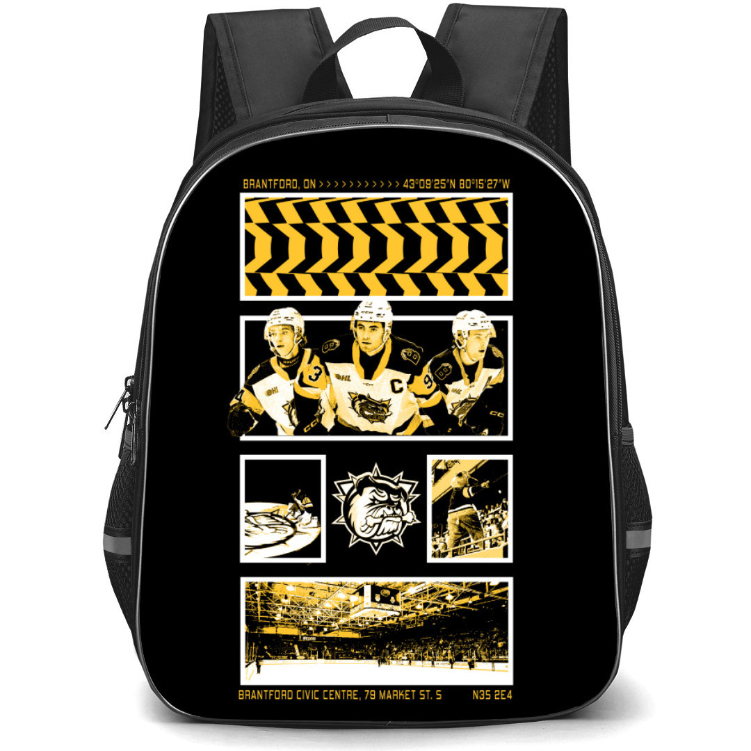 Brantford Bulldogs Backpack School Bag StudentPack - Team Monochrome Poster