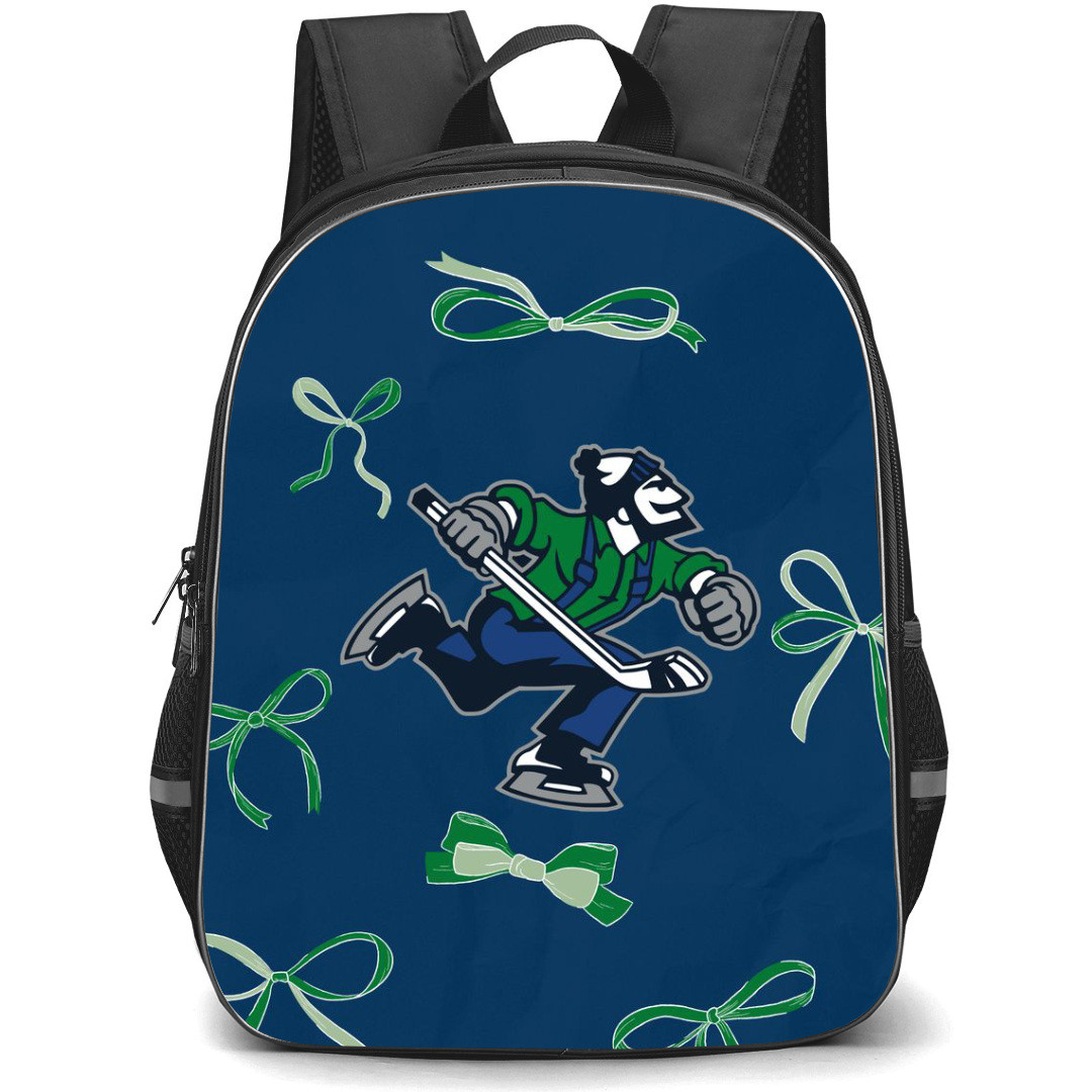 Abbotsford Canucks Backpack School Bag StudentPack - Logo Ribbon In Blue Background