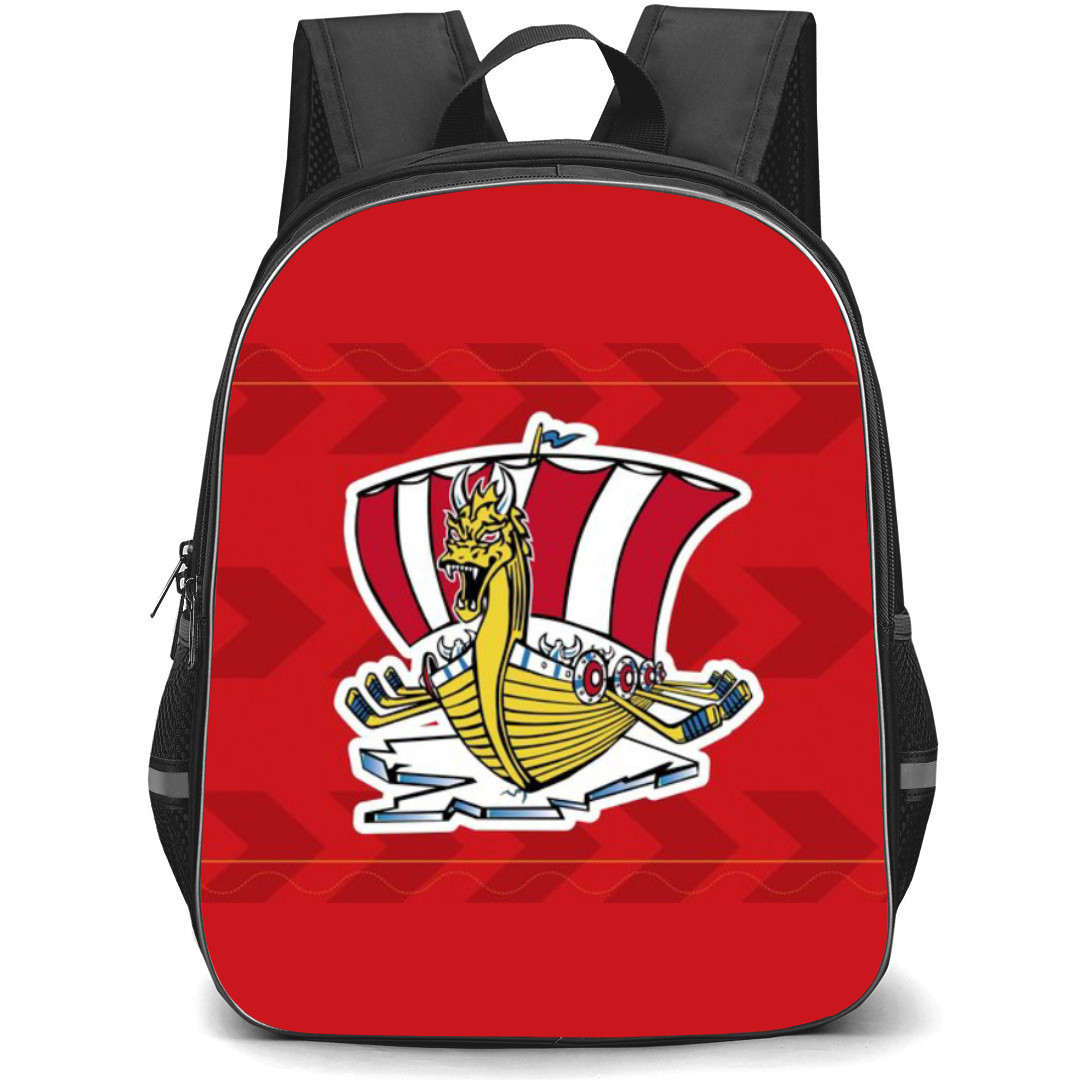 Baie Comeau Drakkar Backpack School Bag StudentPack - Logo In Red Arrows Background