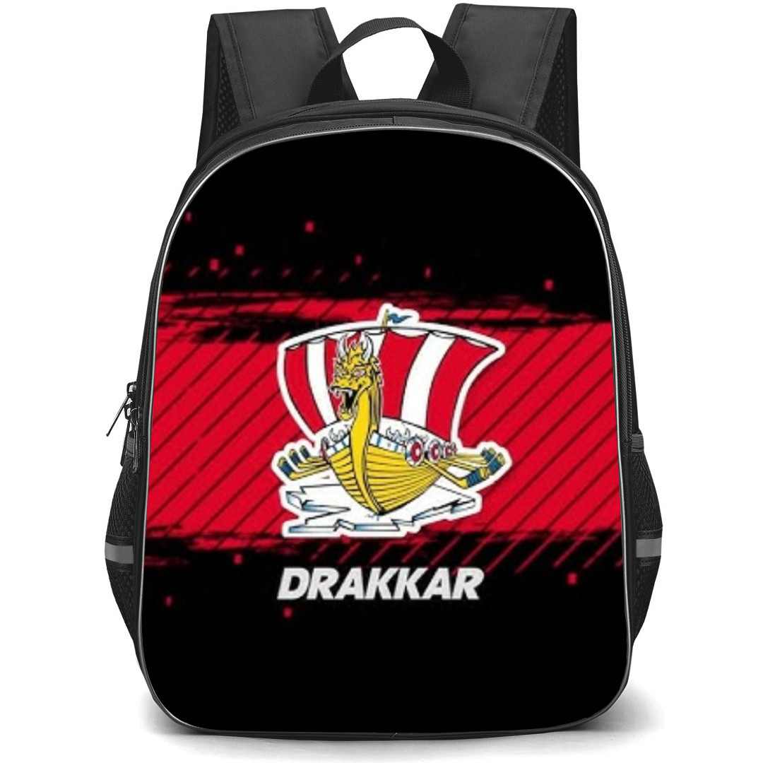 Baie Comeau Drakkar Backpack School Bag StudentPack - Logo In Red And Black Background