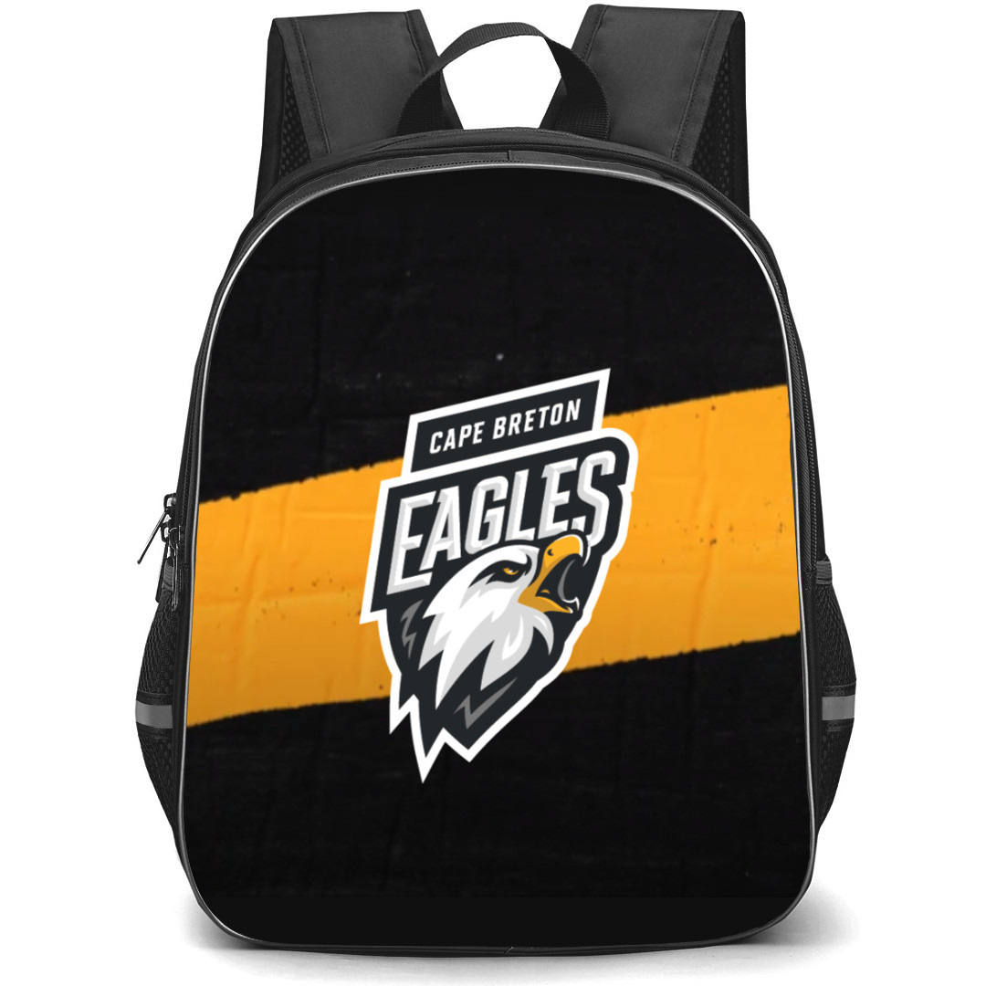 Cape Breton Eagles Backpack School Bag StudentPack - Logo In Black And Yellow Grunge Background