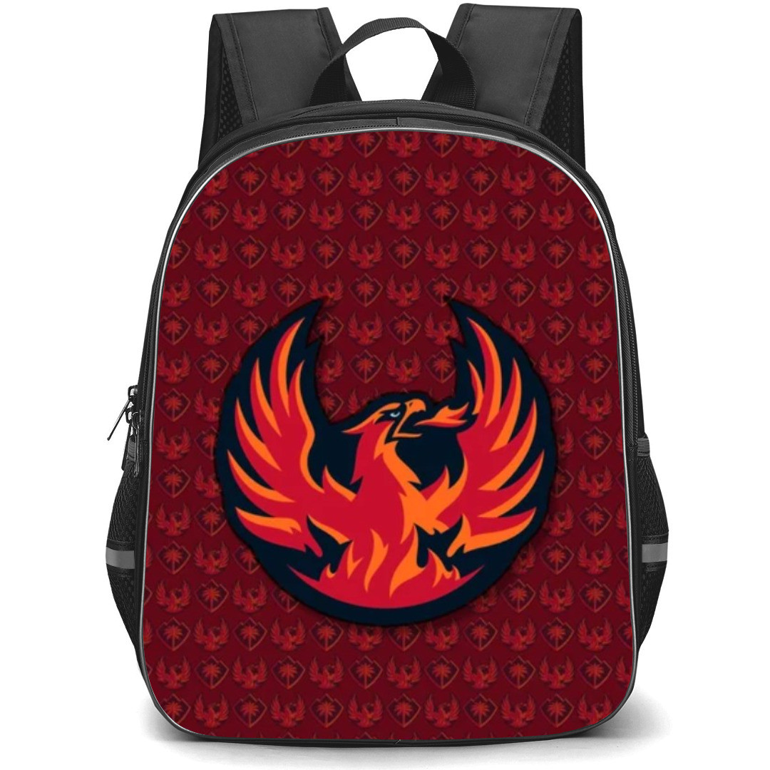 Coachella Valley Firebirds Backpack School Bag StudentPack - Logo Pattern Red Background