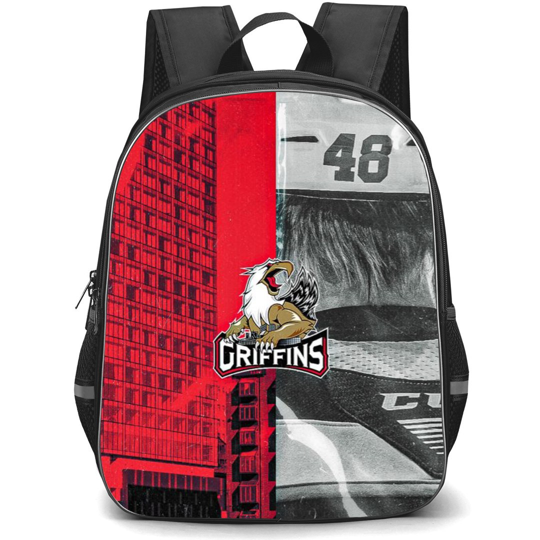 Grand Rapids Griffins Backpack School Bag StudentPack - Logo Monochrome In Red Poster