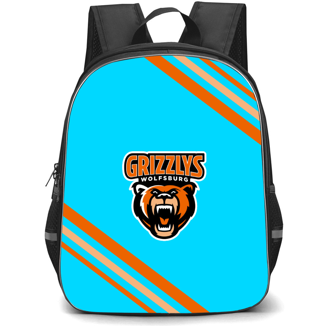 Grizzlys Wolfsburg Backpack School Bag StudentPack - Large Logo With Stripe