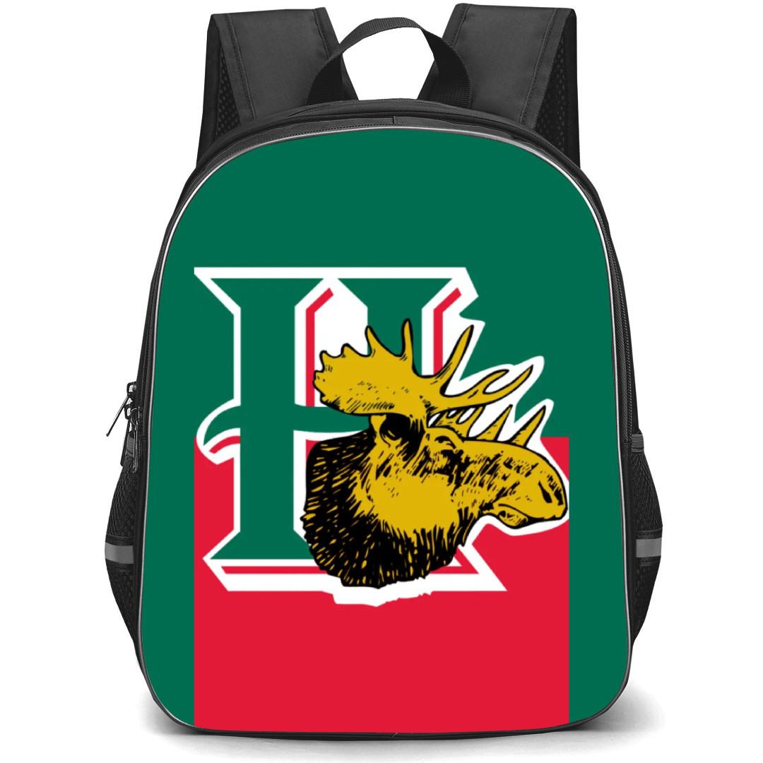 Halifax Mooseheads Backpack School Bag StudentPack - Logo In Red And Green Background