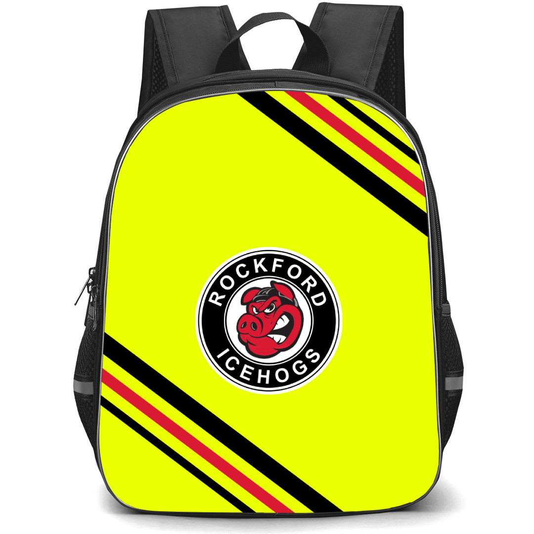Rockford IceHogs Backpack School Bag StudentPack - Large Logo With Stripe