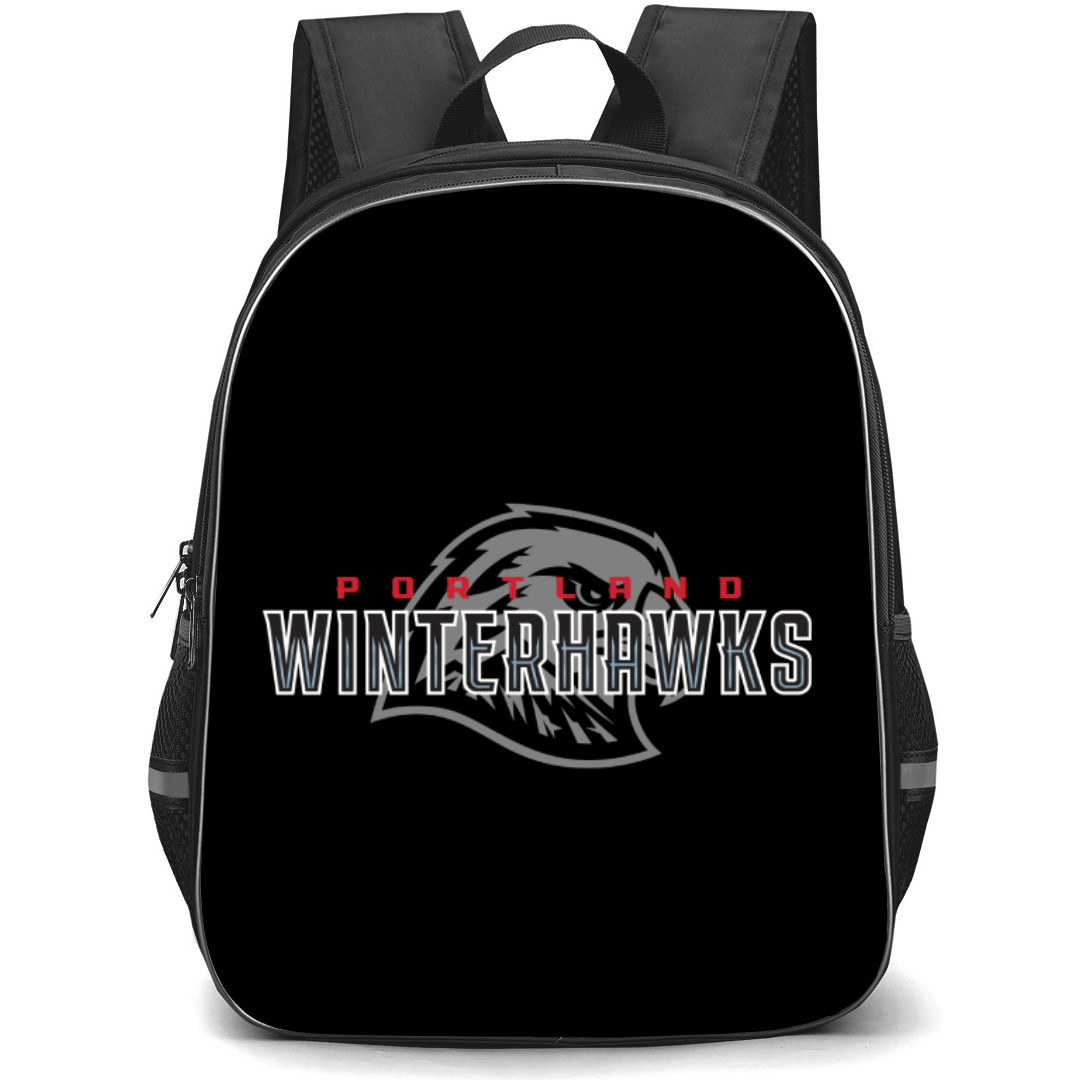 Portland Winterhawks Backpack School Bag StudentPack - Logo Wordmark Black Background