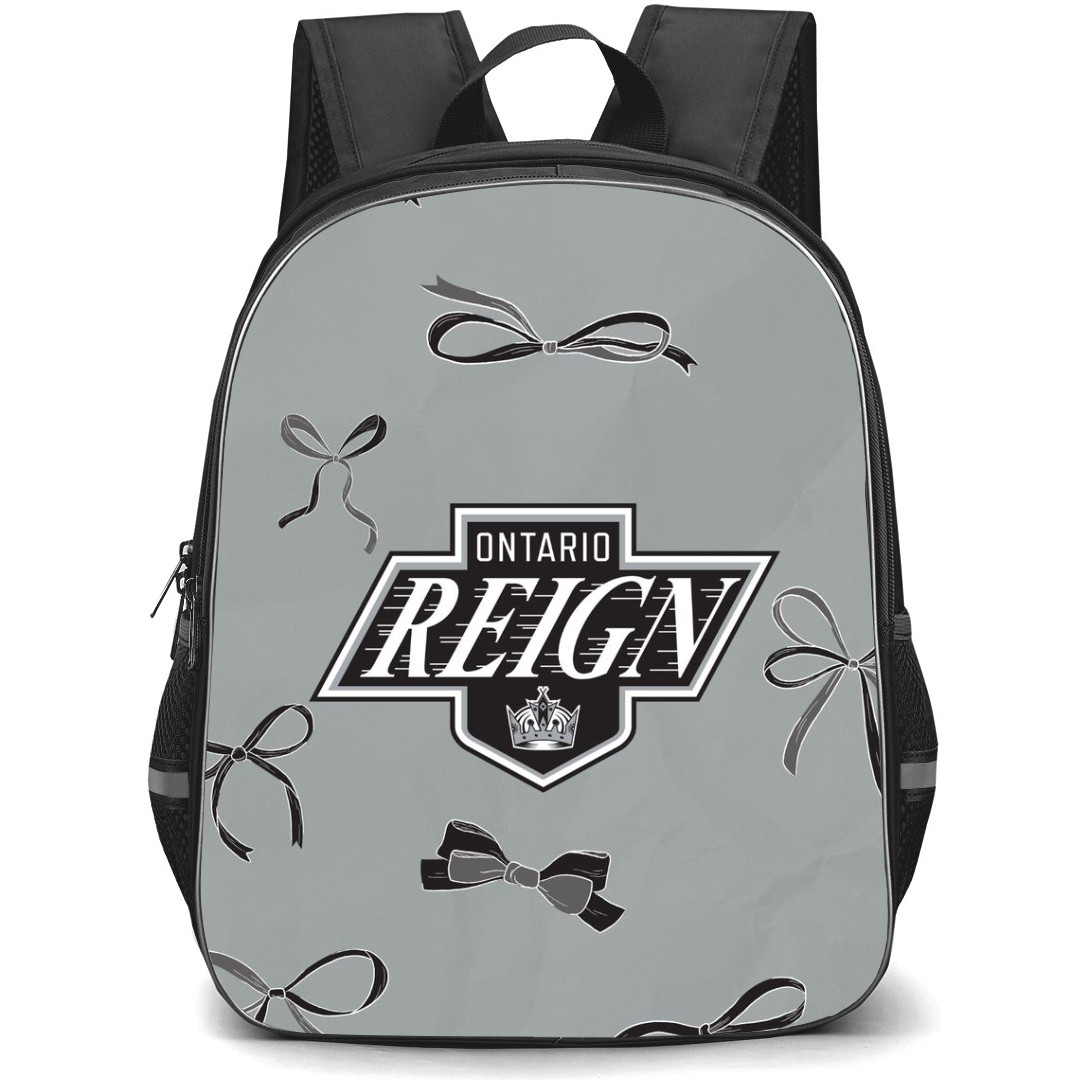 Ontario Reign Backpack School Bag StudentPack - Logo Ribbon In Gray Background