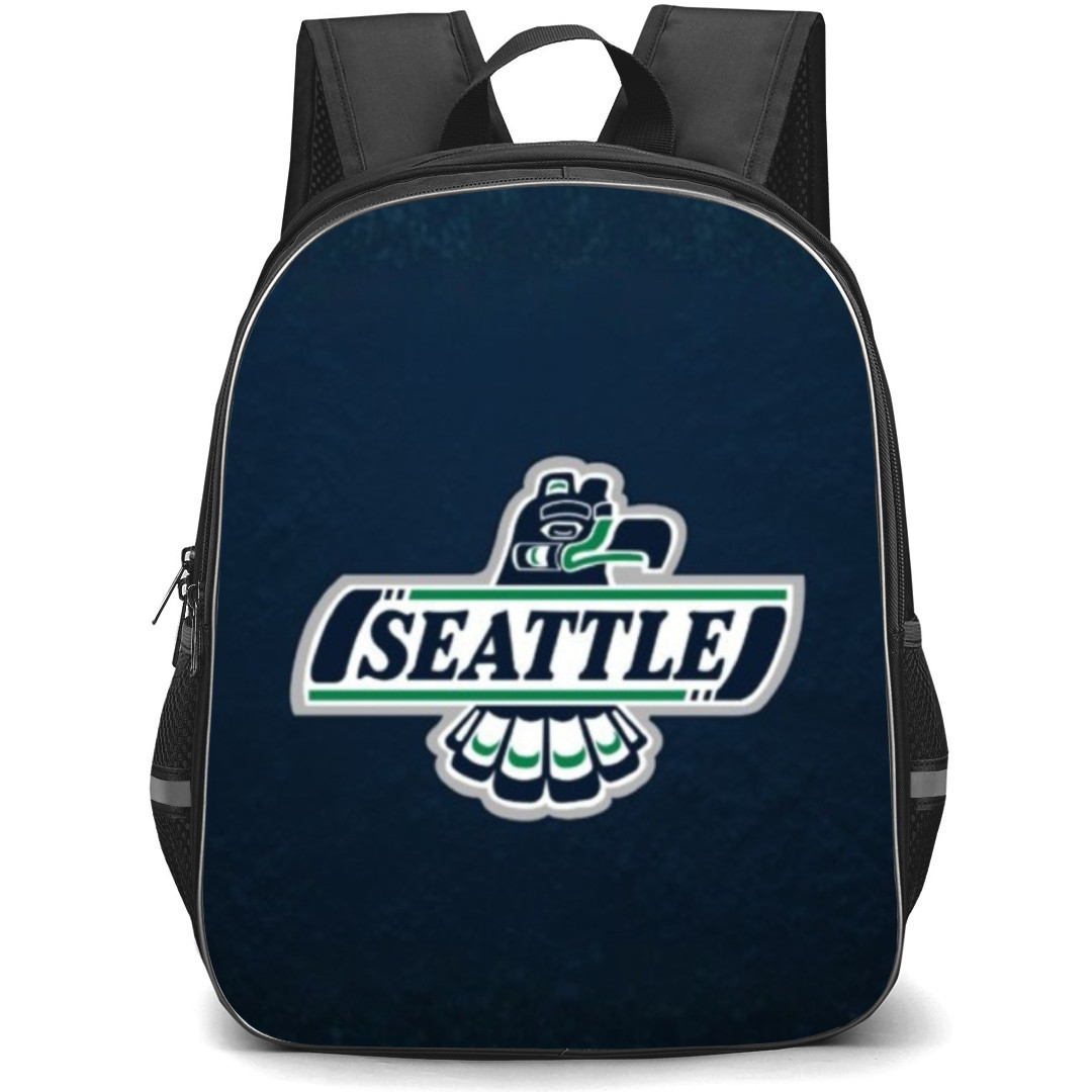 Seattle Thunderbirds Backpack School Bag StudentPack - Logo In Blue Grunge Background