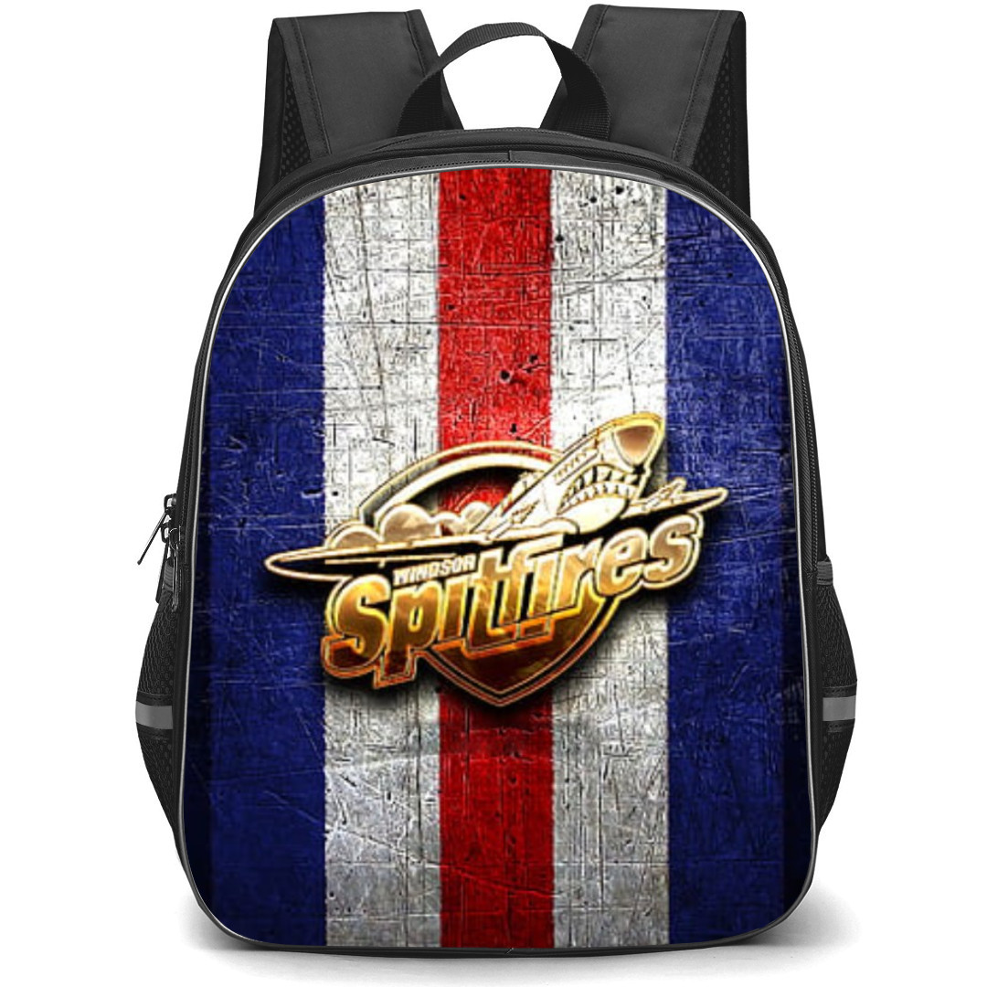 Windsor Spitfires Backpack School Bag StudentPack - Logo Gold In Grunge Stripe Background