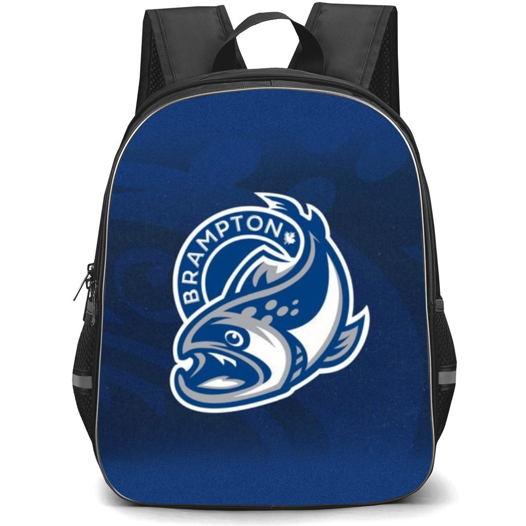 Brampton Steelheads Backpack School Bag StudentPack - Logo Blue Noise Background