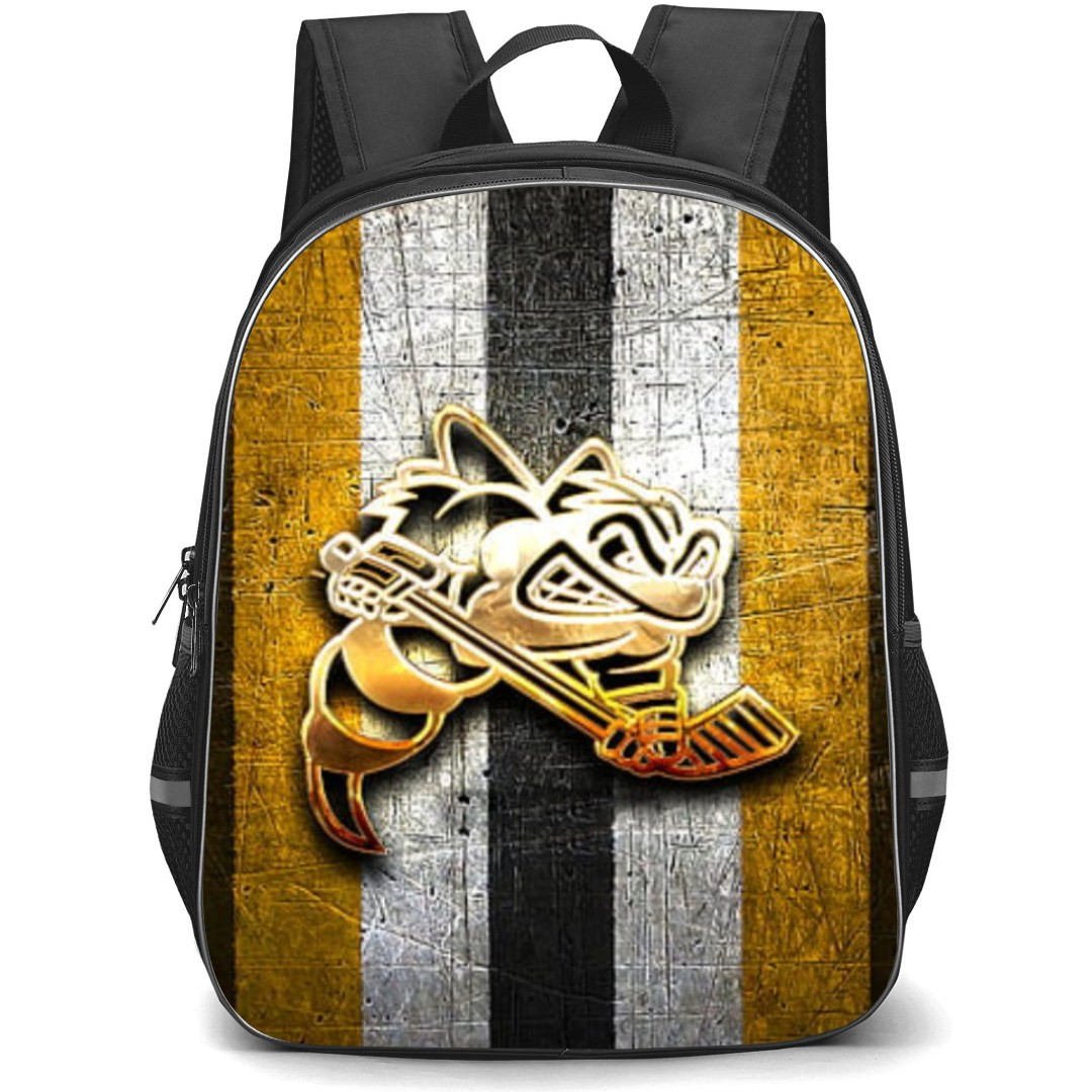 Sarnia Sting Backpack School Bag StudentPack - Logo Gold In Grunge Stripe Background