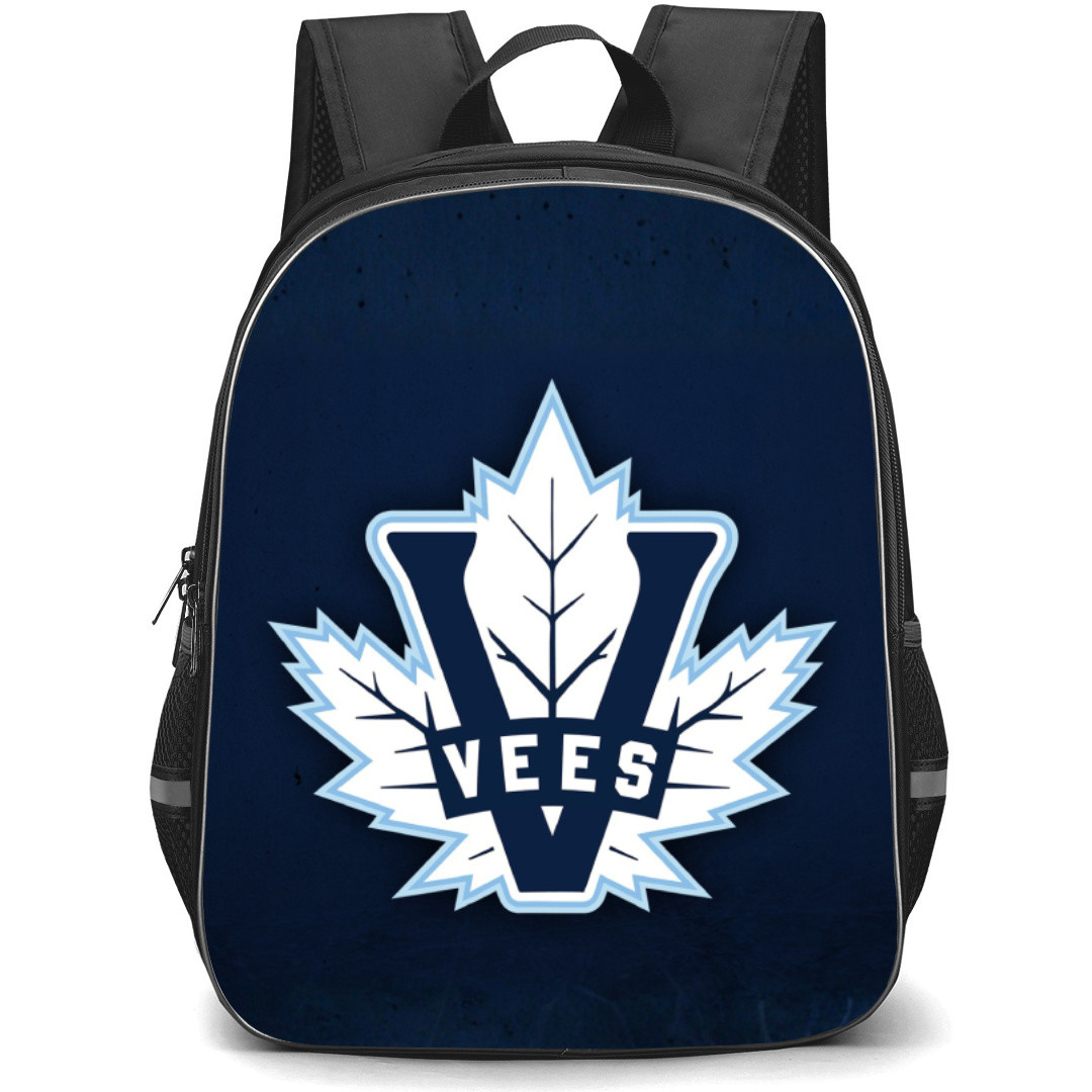 Penticton Vees Backpack School Bag StudentPack - Logo In Blue Grunge Background