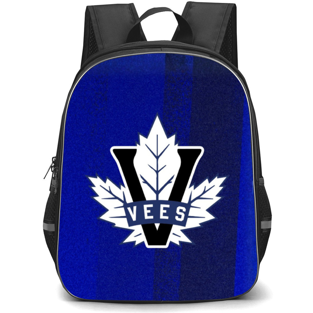Penticton Vees Backpack School Bag StudentPack - Logo In Blue Noise Background