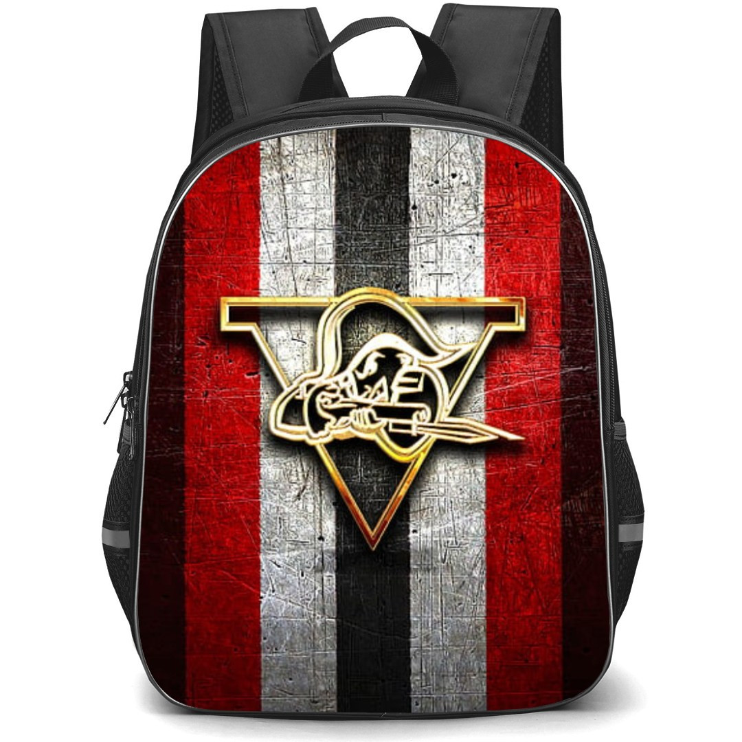 Drummondville Voltigeurs Backpack School Bag StudentPack - Logo Gold In Grunge Stripe Background