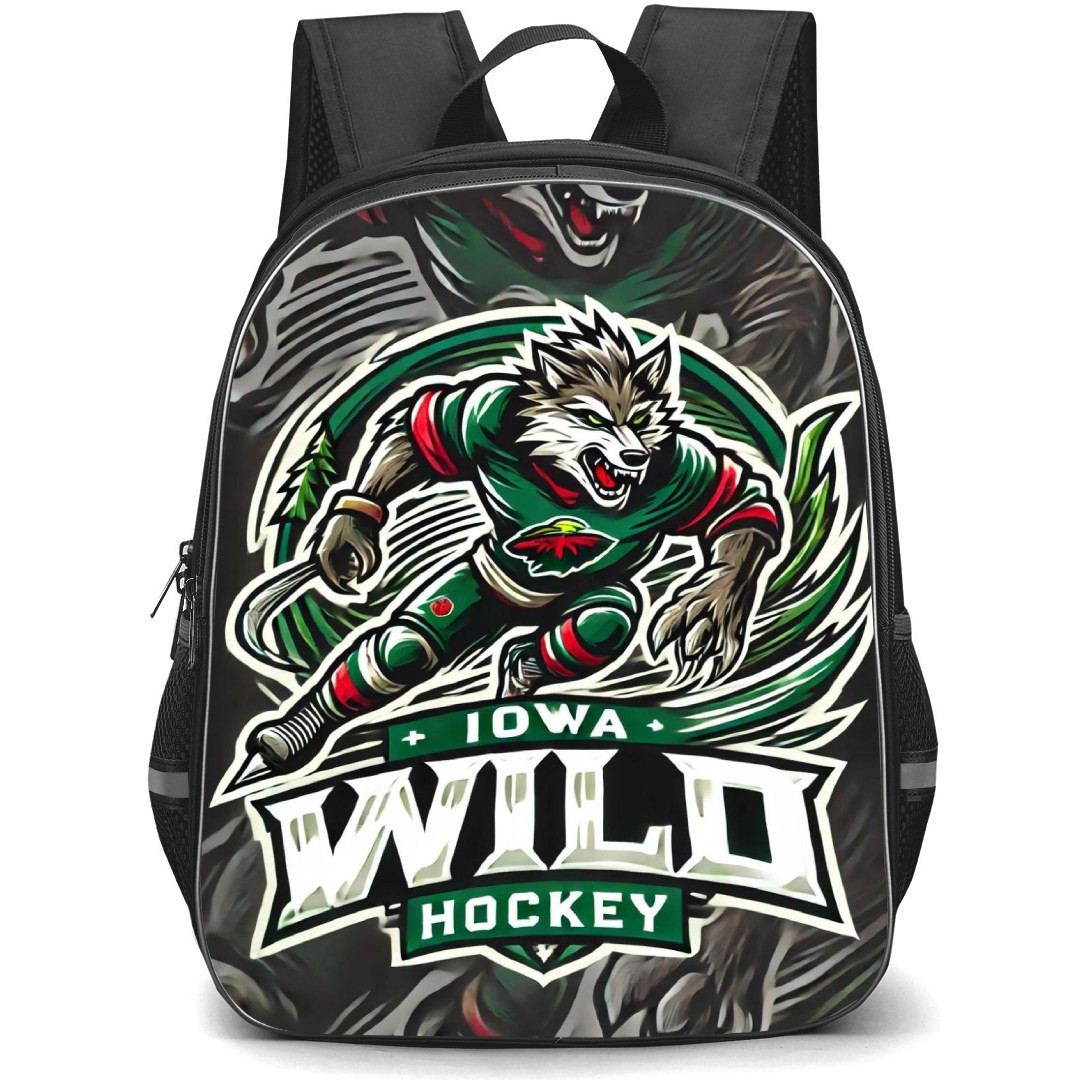 Iowa Wild Backpack School Bag StudentPack - Logo Overlay In Gray Background
