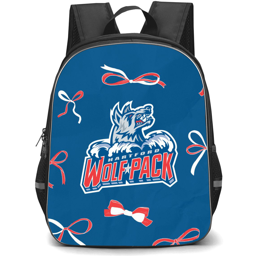 Hartford Wolf Pack Backpack School Bag StudentPack - Logo Ribbon In Blue Background