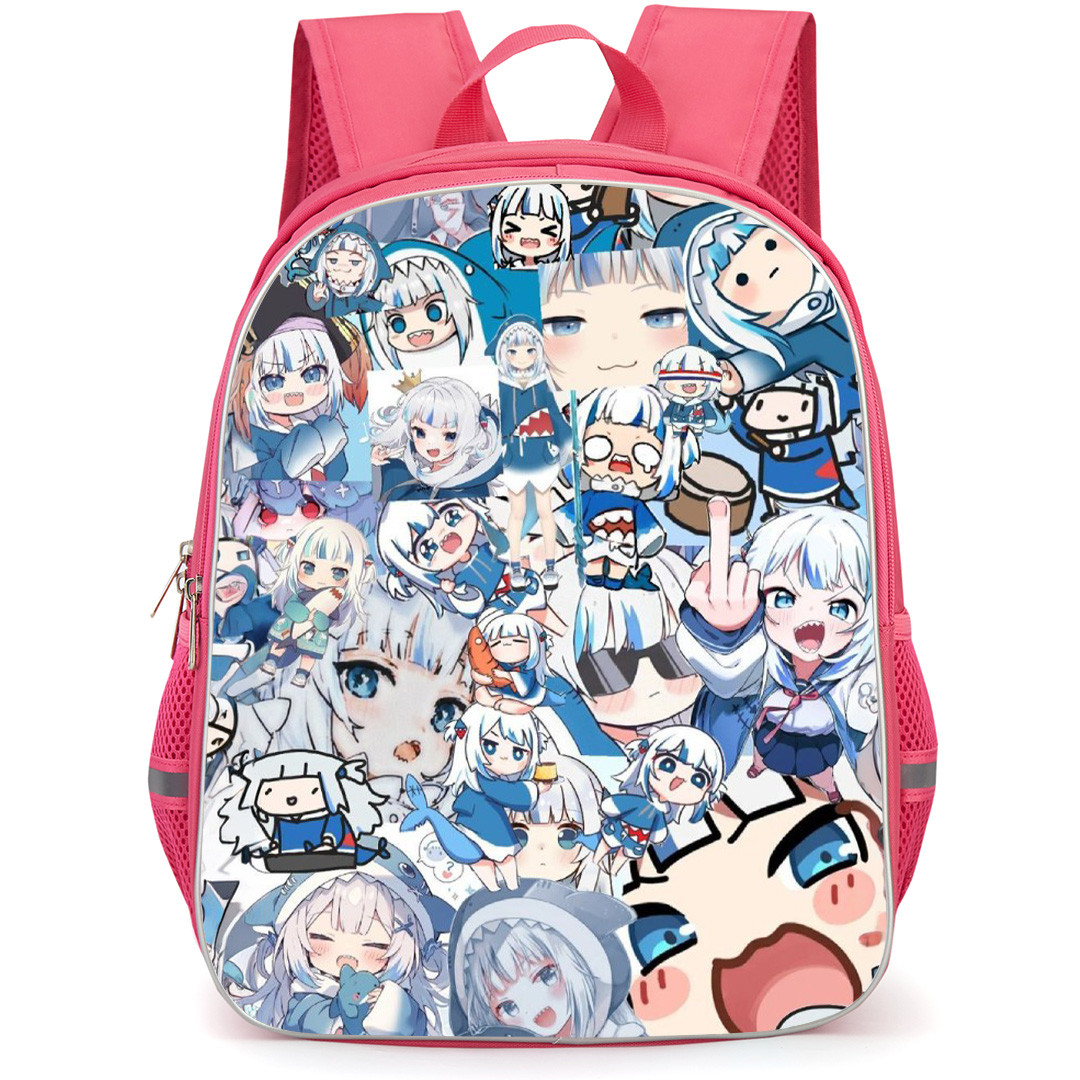 Hololive Gawr Gura Backpack School Bag StudentPack - Gawr Gura Chibi Sticker Collage