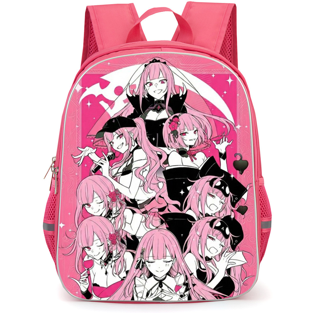Hololive Mori Calliope Backpack School Bag StudentPack - Mori Calliope Different Moods Pink Collage