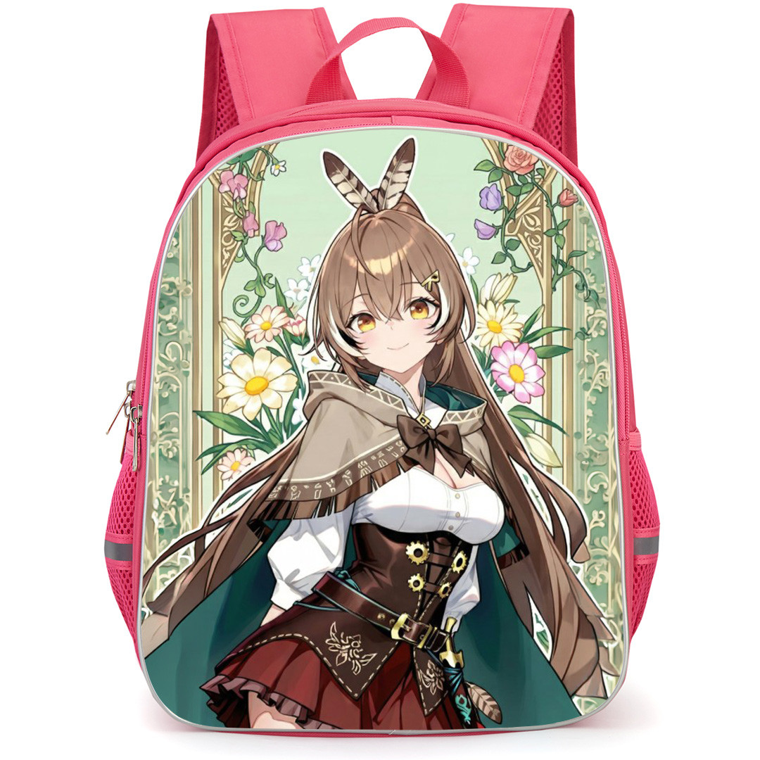 Hololive Nanashi Mumei Backpack School Bag StudentPack - Nanashi Mumei Smiling Portrait Flower Poster