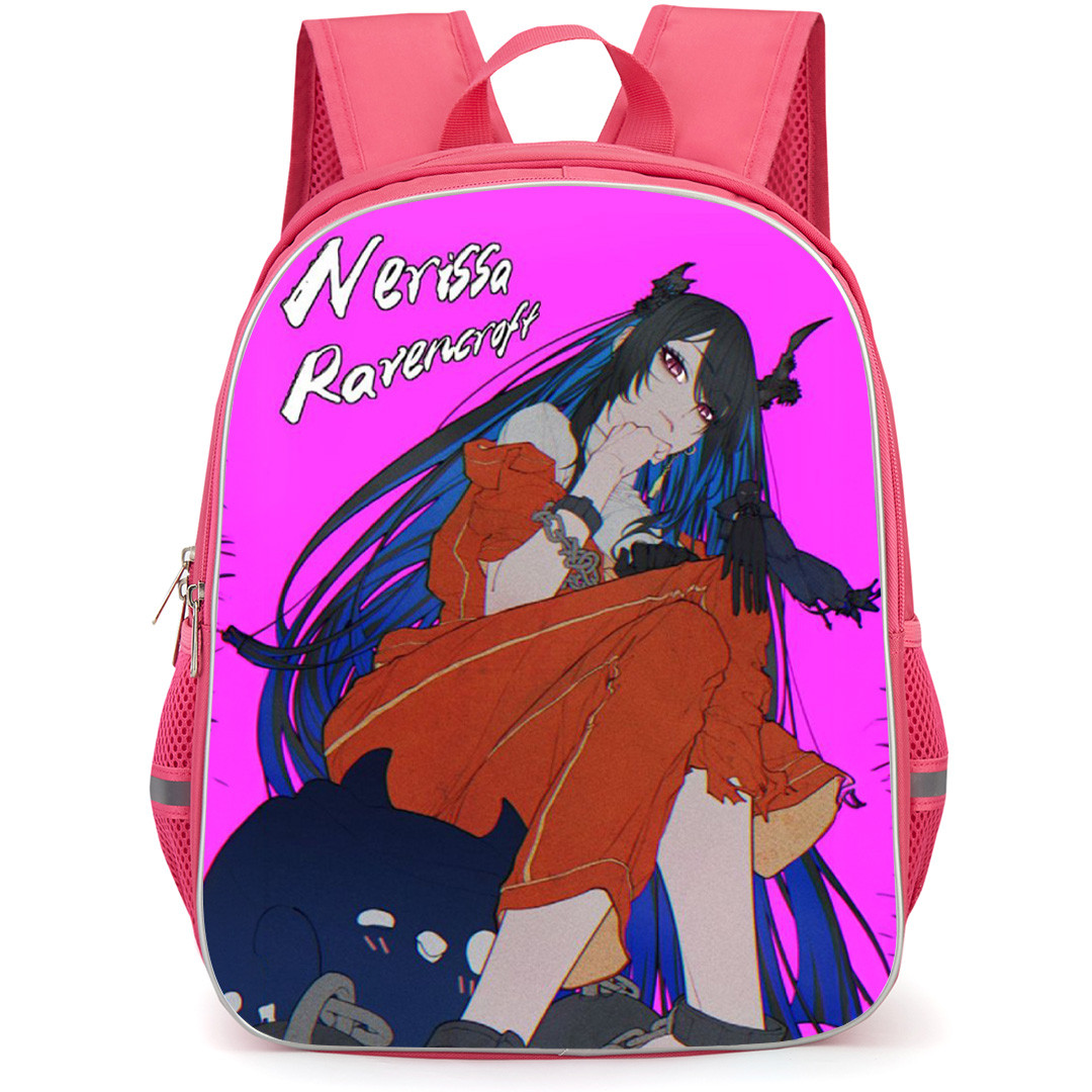 Hololive Nerissa Ravencroft Backpack School Bag StudentPack - Nerissa Ravencroft Sitting Fierce Portrait Purple Background