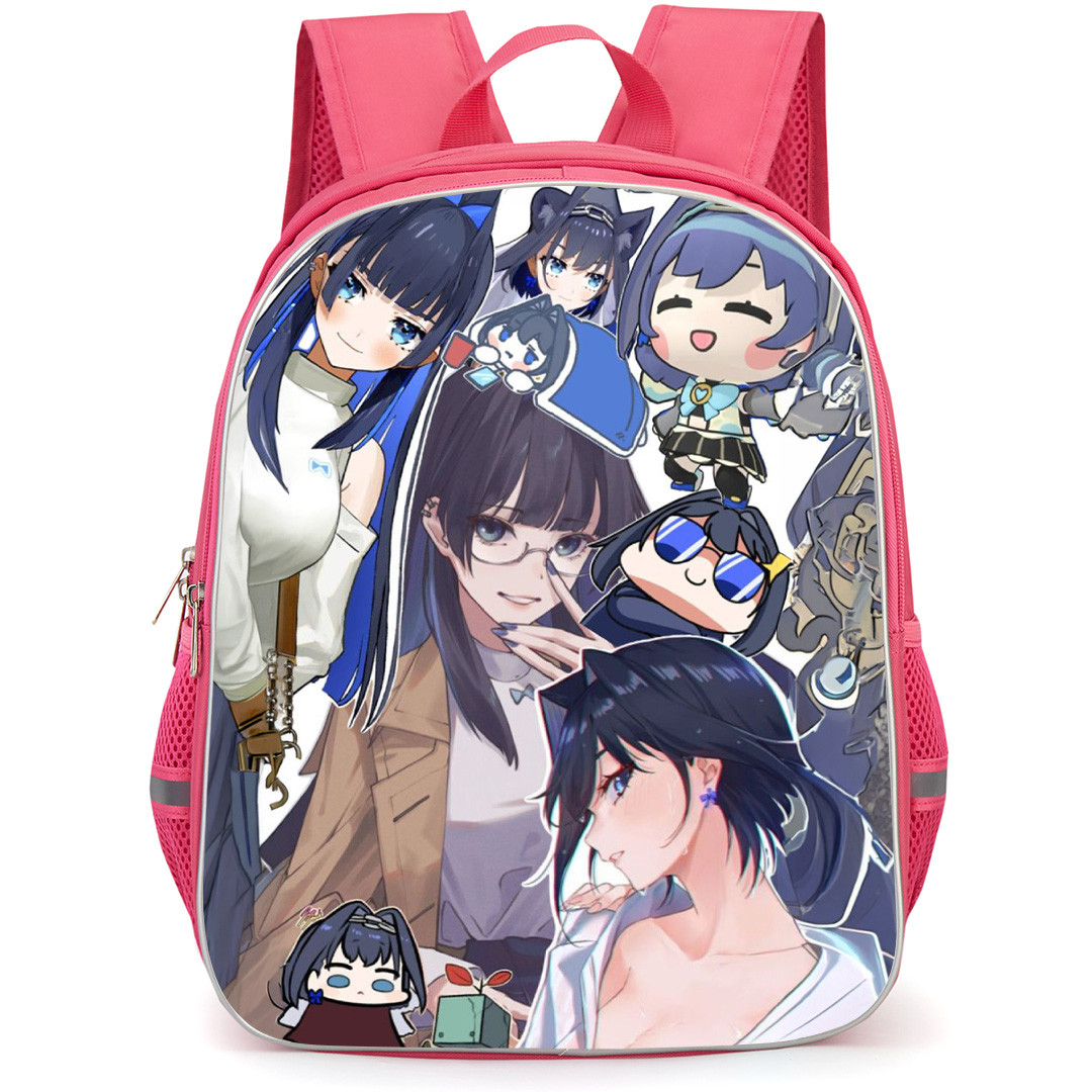 Hololive Ouro Kronii Backpack School Bag StudentPack - Ouro Kronii Fierce Portrait Collage
