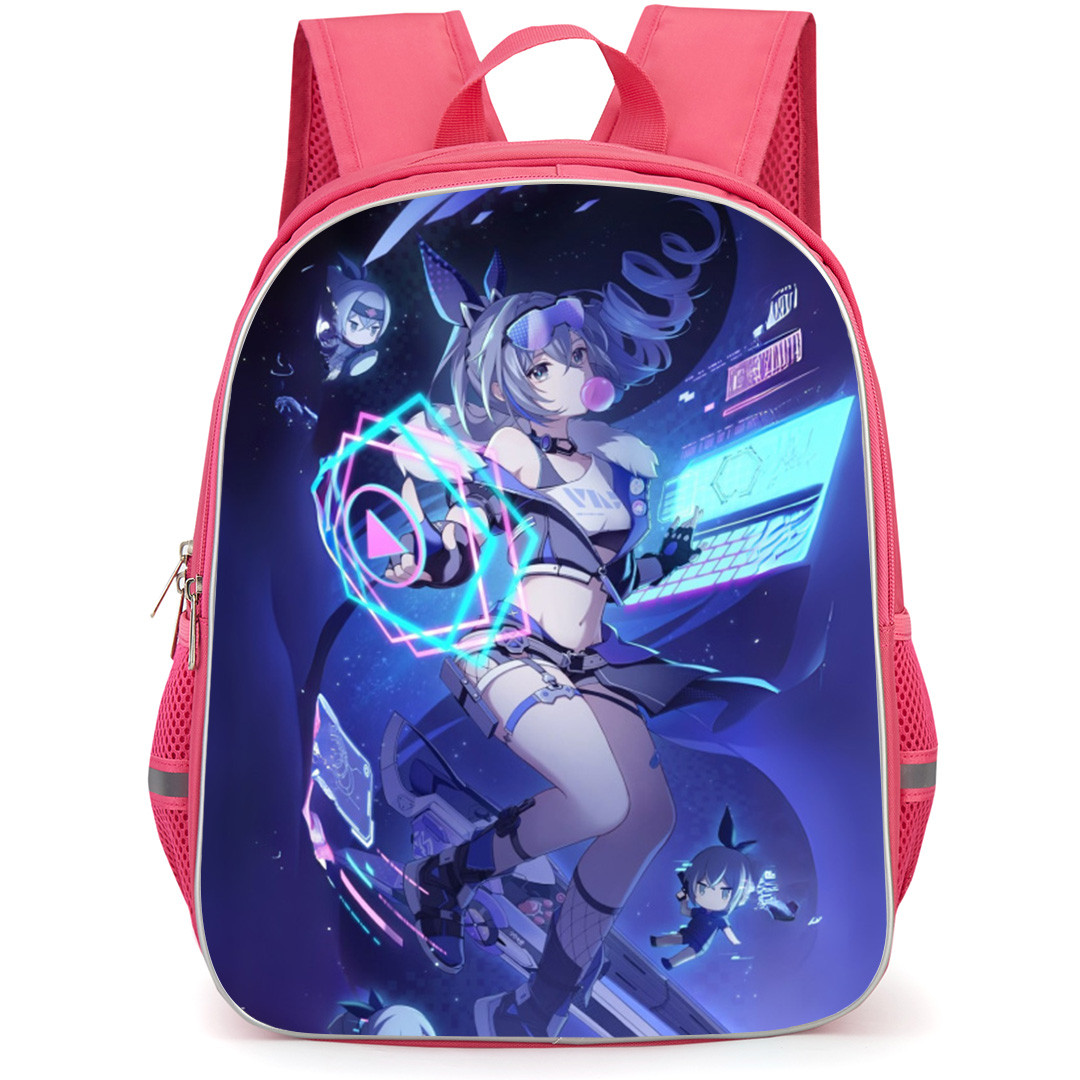 Honkai Star Rail Silver Wolf Backpack School Bag StudentPack - Silver Wolf Blowing Bubblegum Portrait
